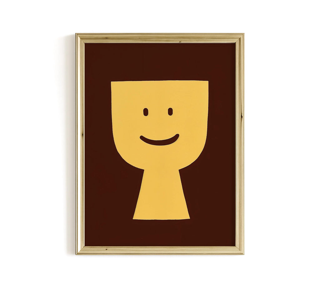 Minimal Happy Face Art Print for Playful Modern Decor