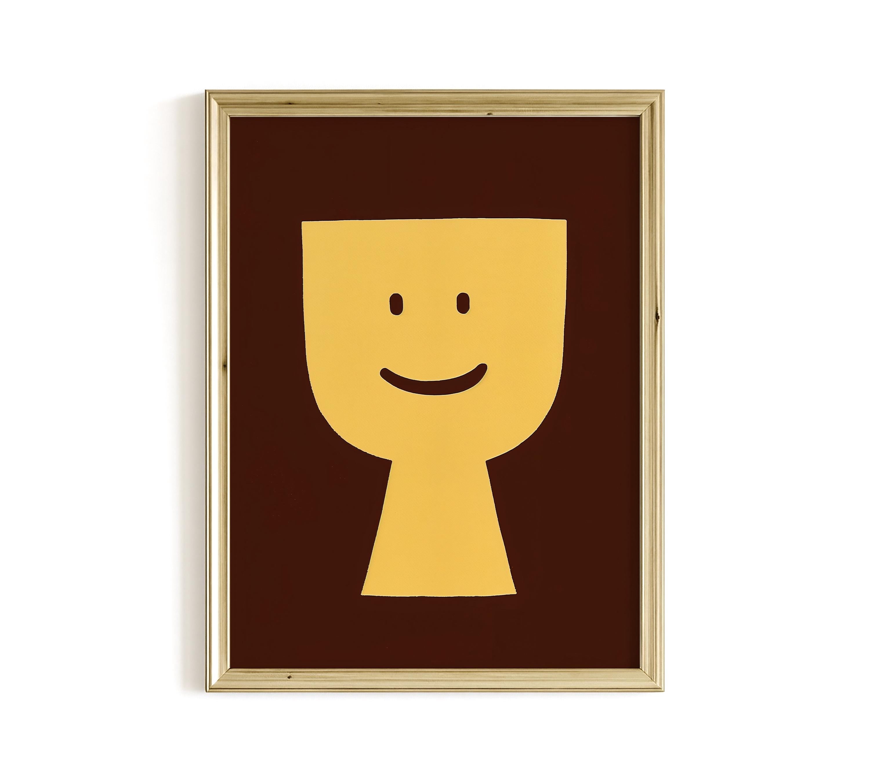 Minimal Happy Face Art Print for Playful Modern Decor