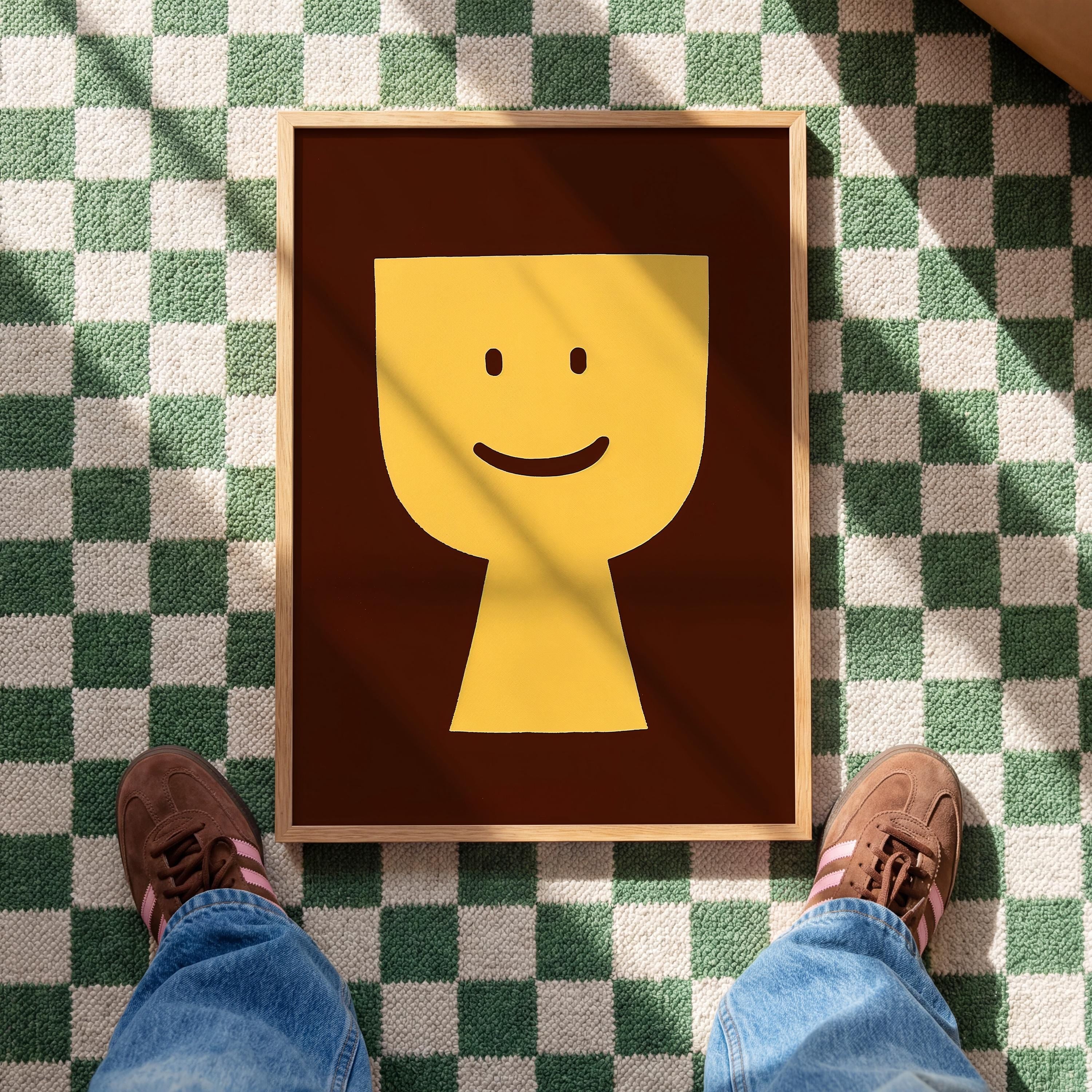 Minimal Happy Face Art Print for Playful Modern Decor