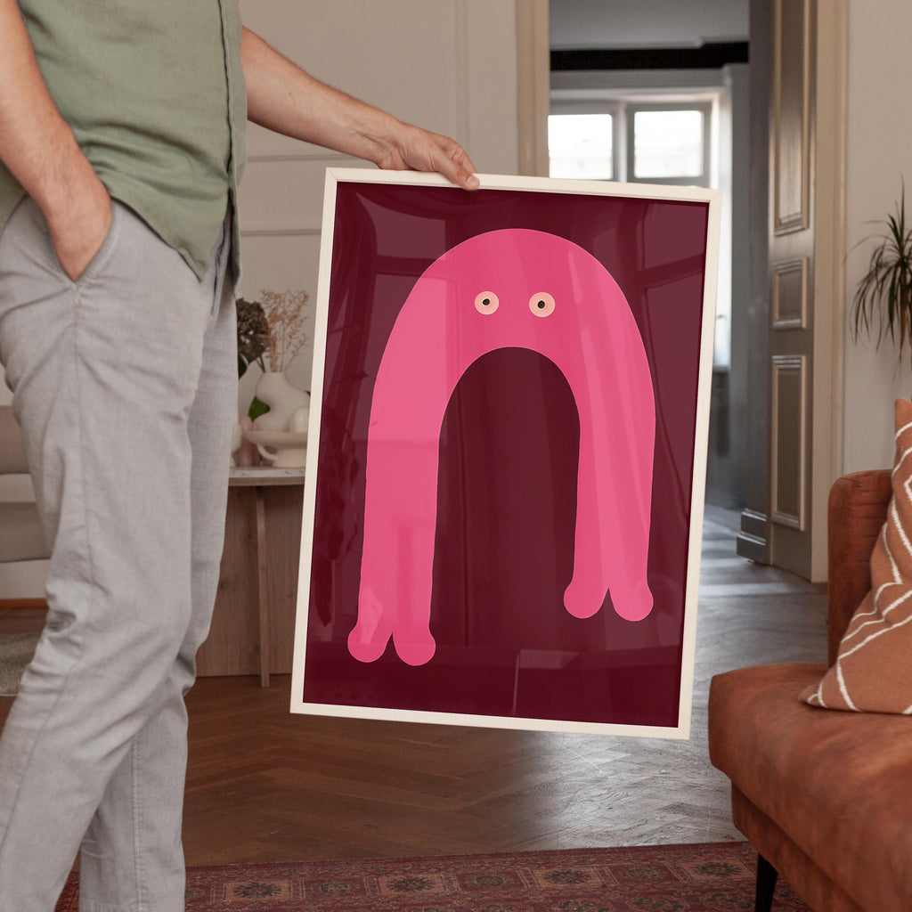 Pink Arch Character Art Print for Playful Kids Room Decor