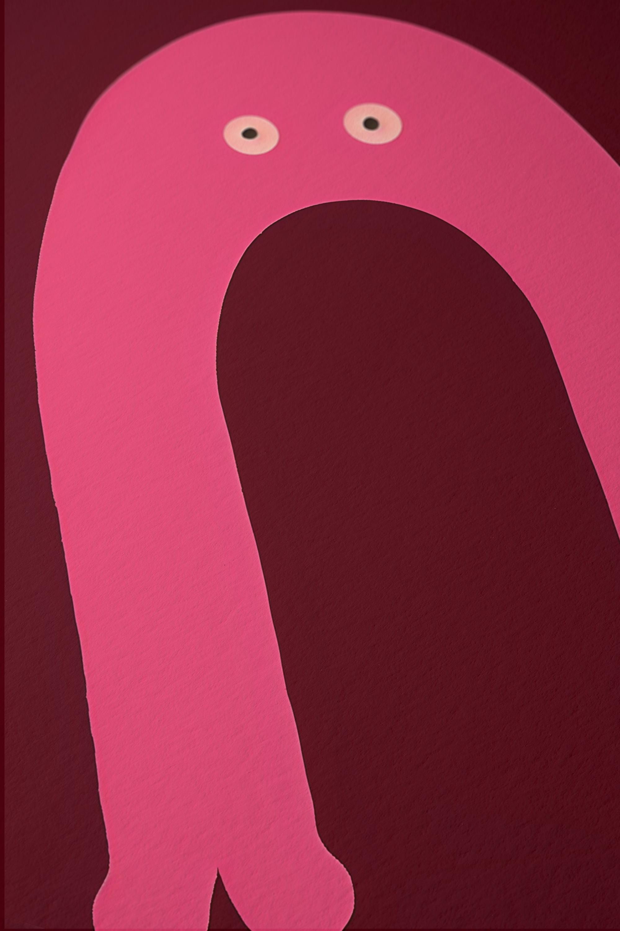 Pink Arch Character Art Print for Playful Kids Room Decor