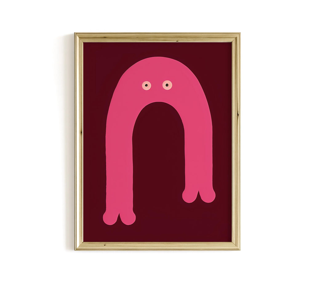 Pink Arch Character Art Print for Playful Kids Room Decor