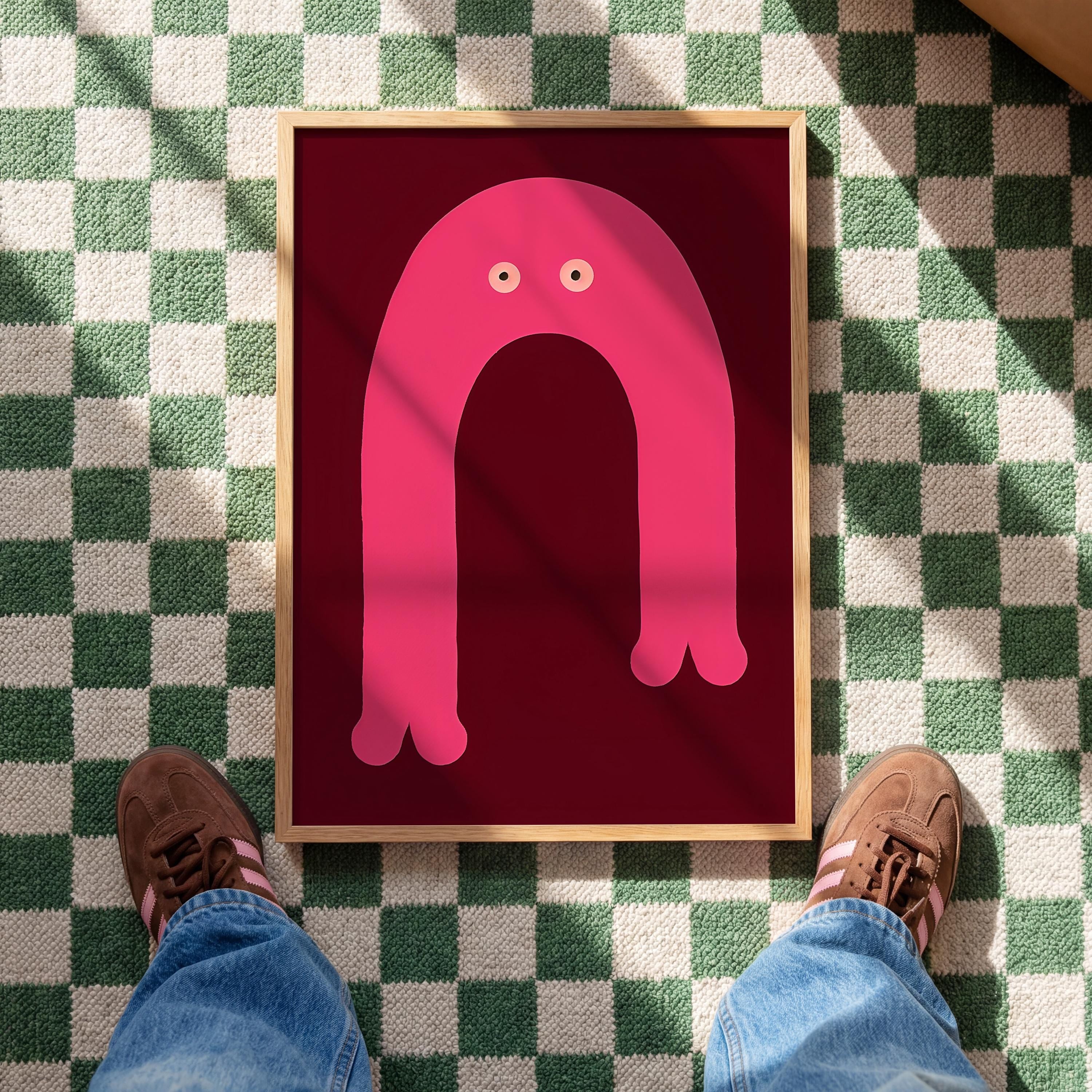 Pink Arch Character Art Print for Playful Kids Room Decor