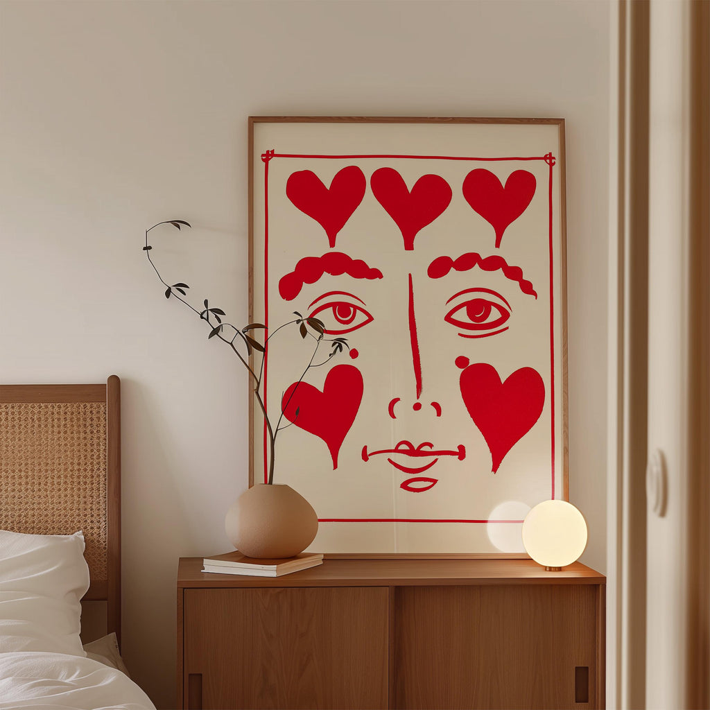 Heart Face Art Print for Romantic Modern Wall Decor