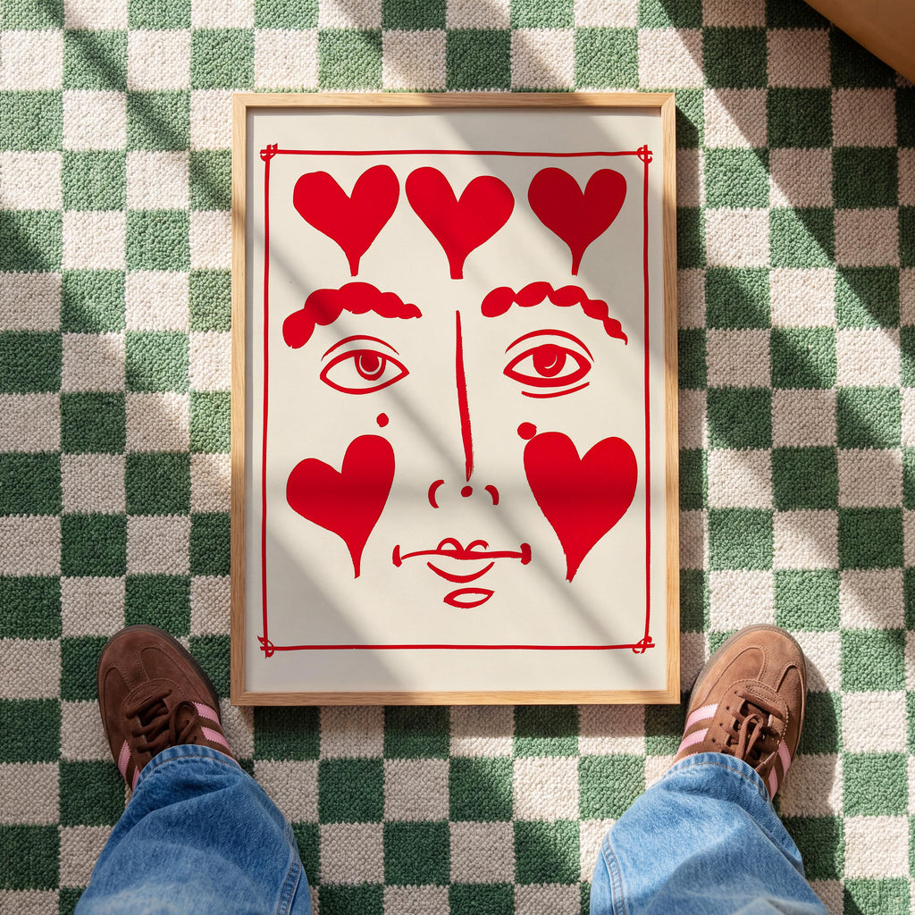 Heart Face Art Print for Romantic Modern Wall Decor