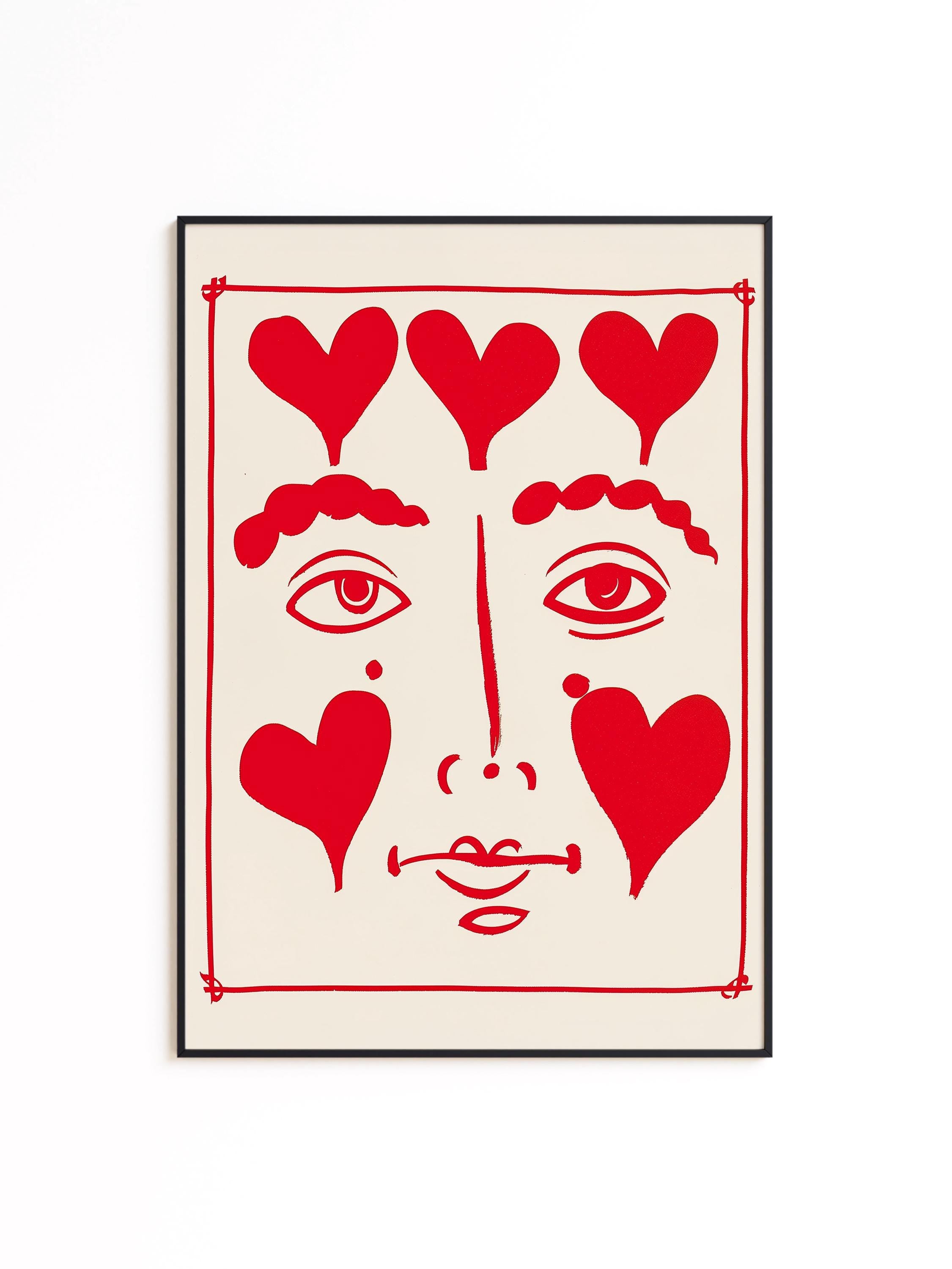 Heart Face Art Print for Romantic Modern Wall Decor