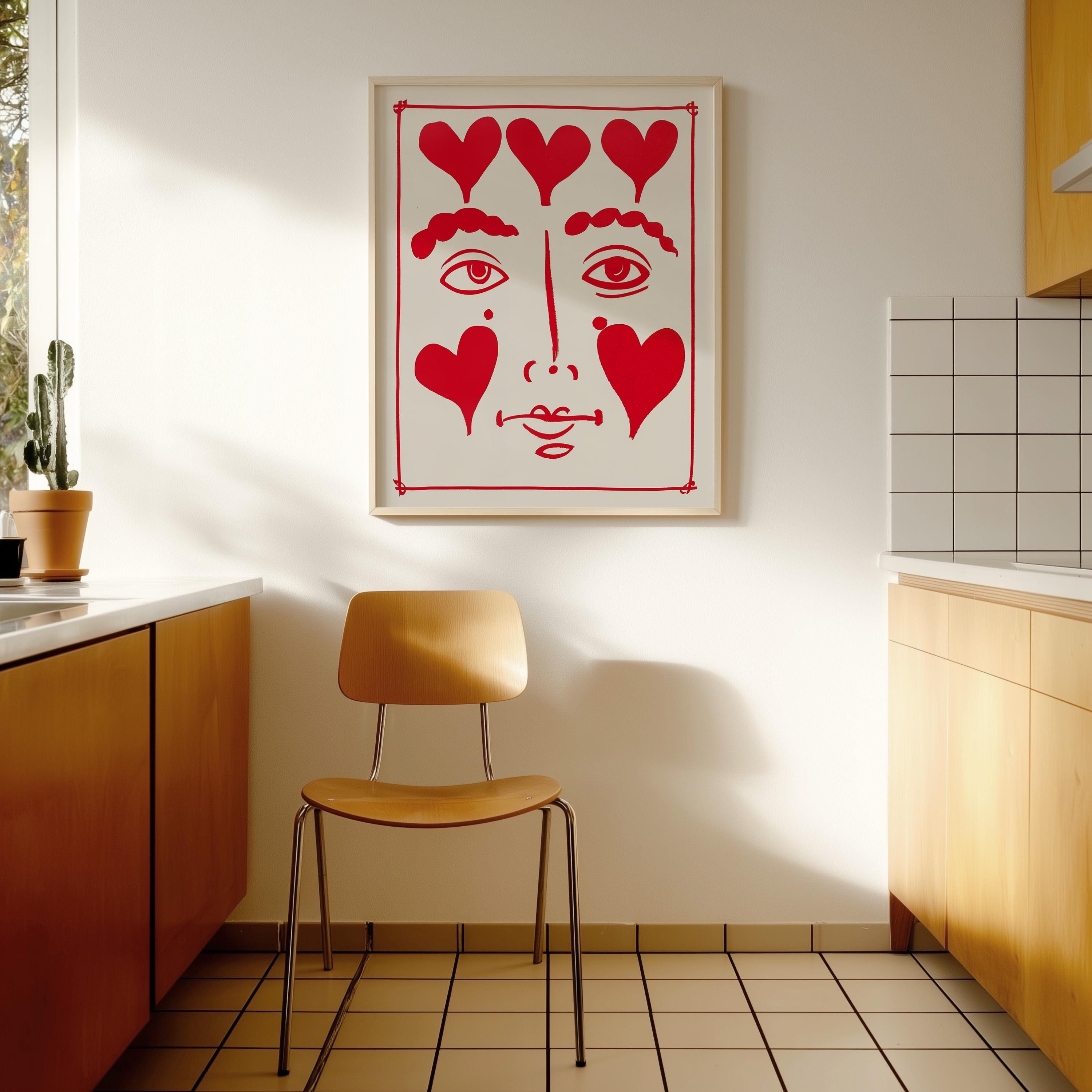 Heart Face Art Print for Romantic Modern Wall Decor