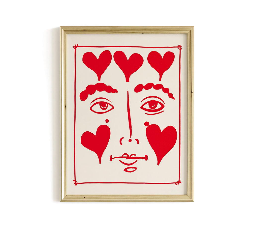 Heart Face Art Print for Romantic Modern Wall Decor