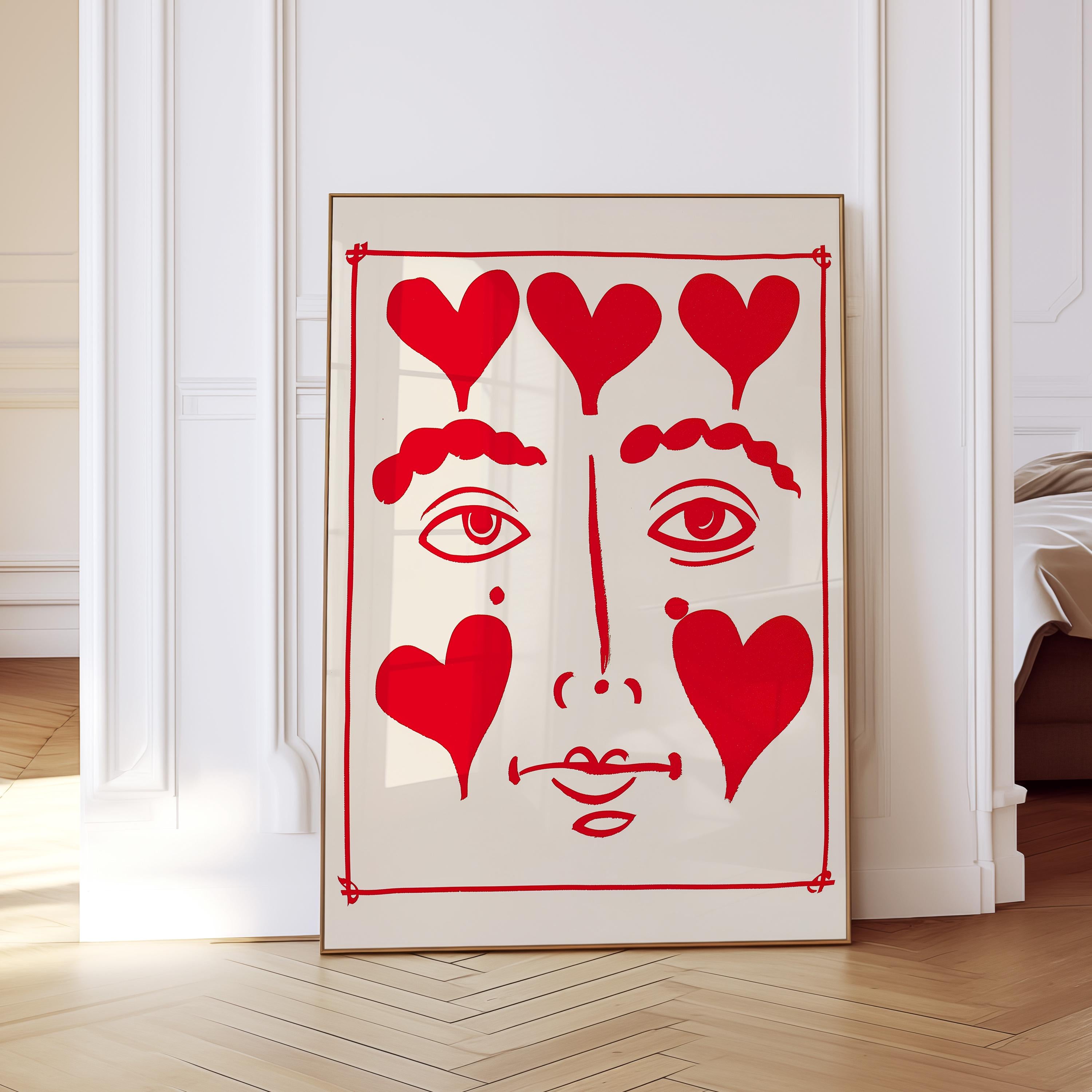 Heart Face Art Print for Romantic Modern Wall Decor
