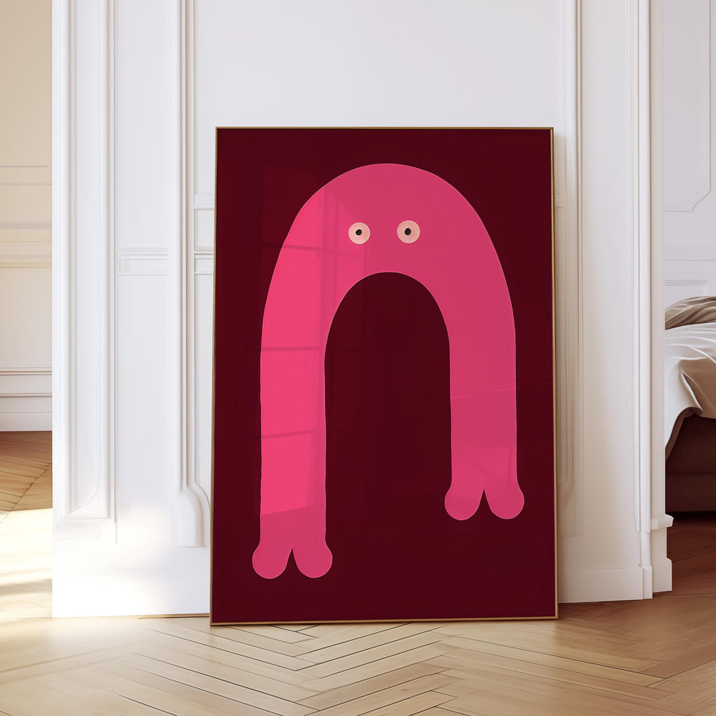 Pink Arch Character Art Print for Playful Kids Room Decor