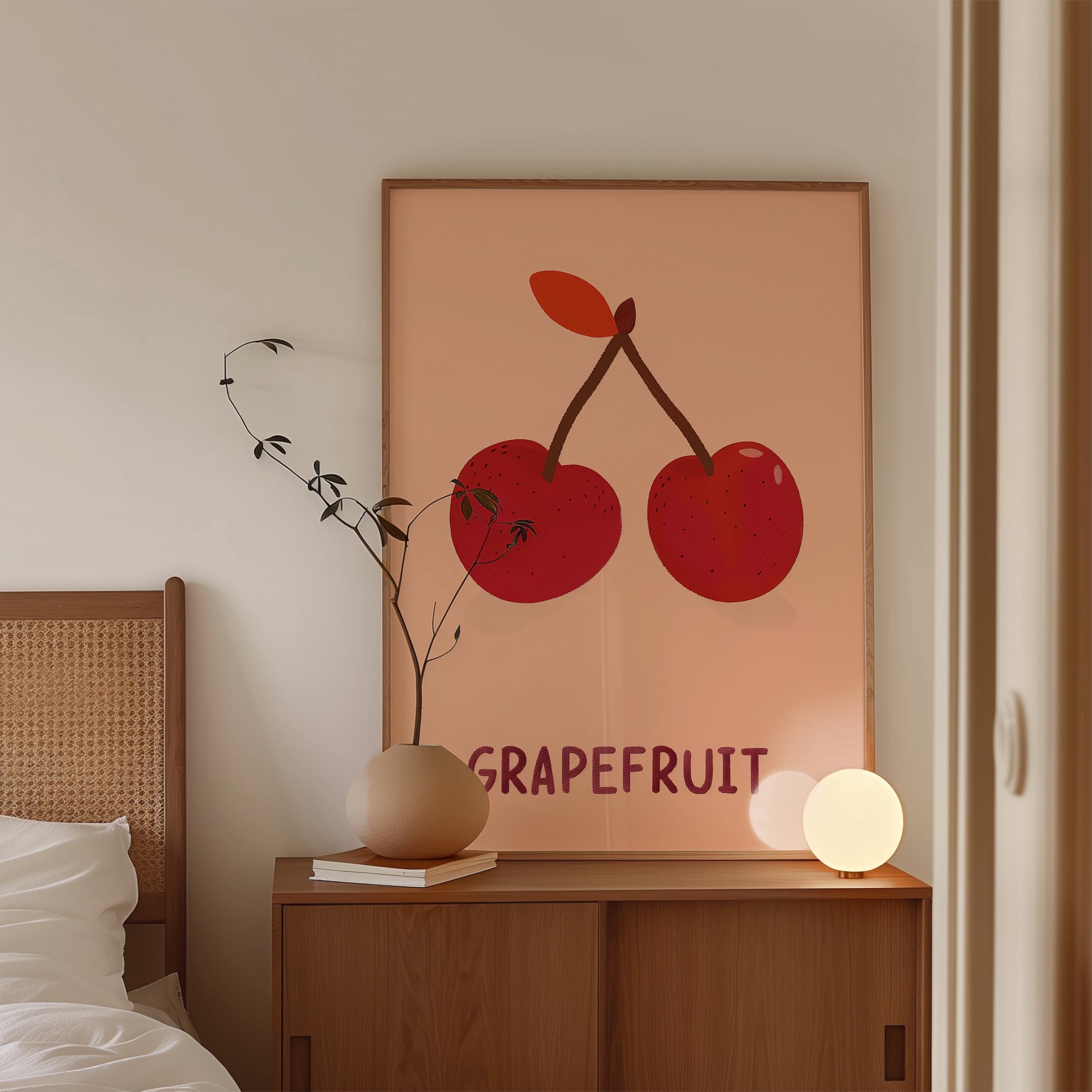 Cherry Fruit Art Print for Colorful Kitchen Decor