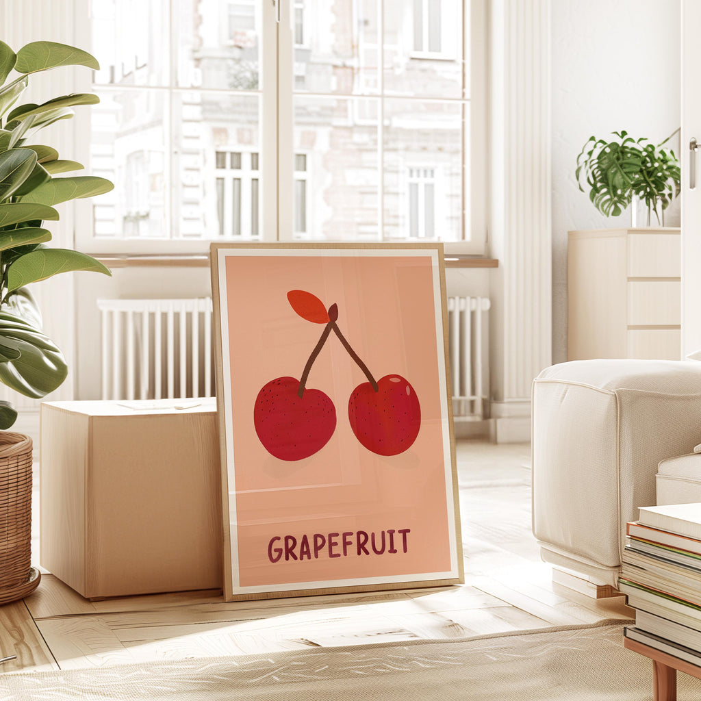 Cherry Fruit Art Print for Colorful Kitchen Decor