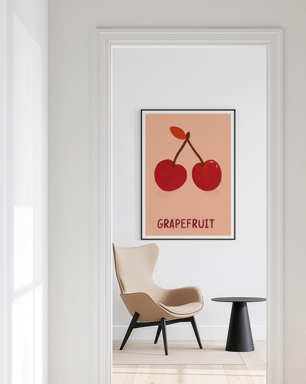 Cherry Fruit Art Print for Colorful Kitchen Decor