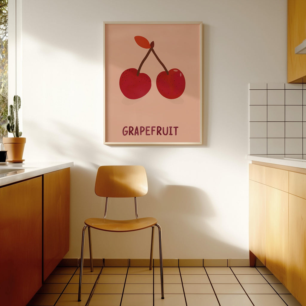 Cherry Fruit Art Print for Colorful Kitchen Decor