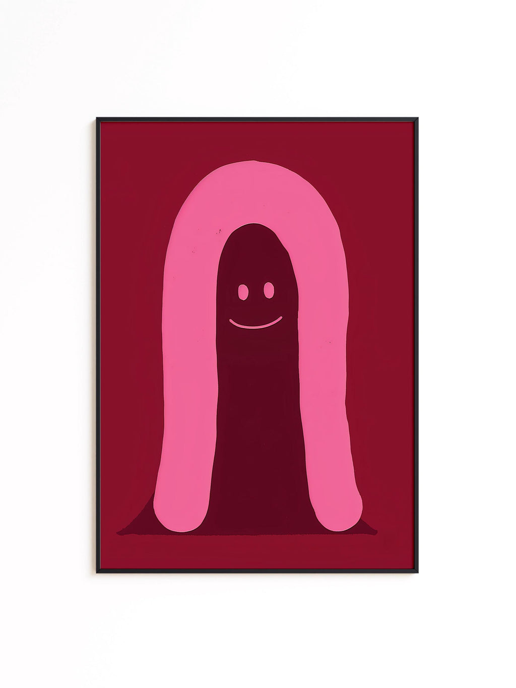 Pink Ghost Character Art Print for Playful Modern Decor