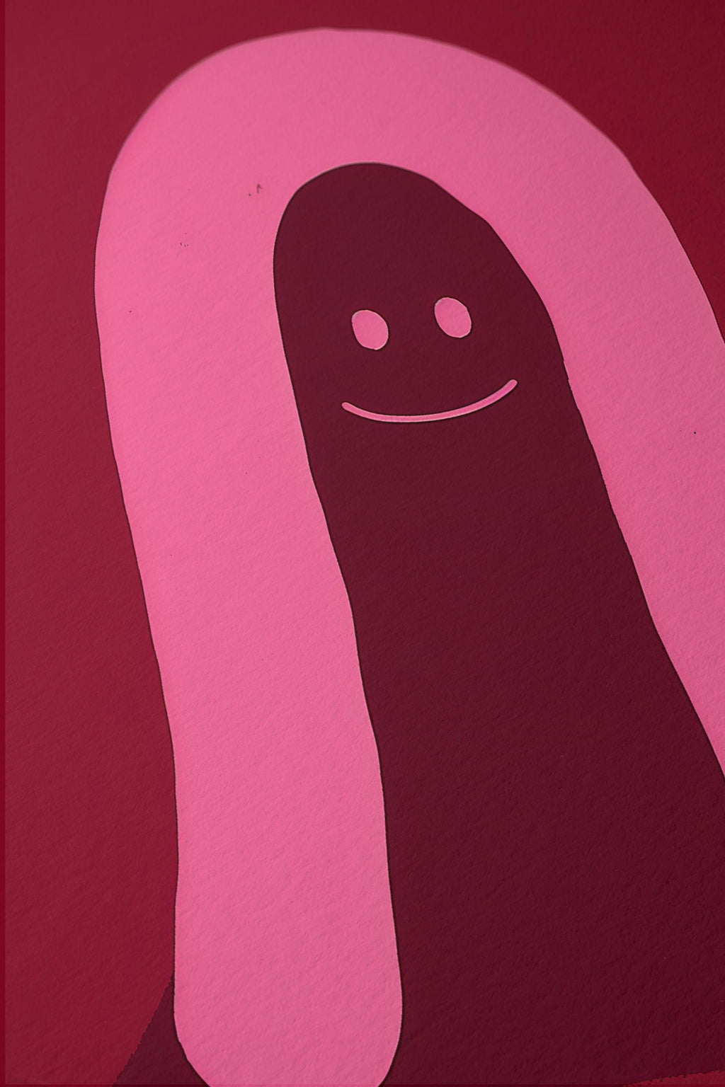 Pink Ghost Character Art Print for Playful Modern Decor