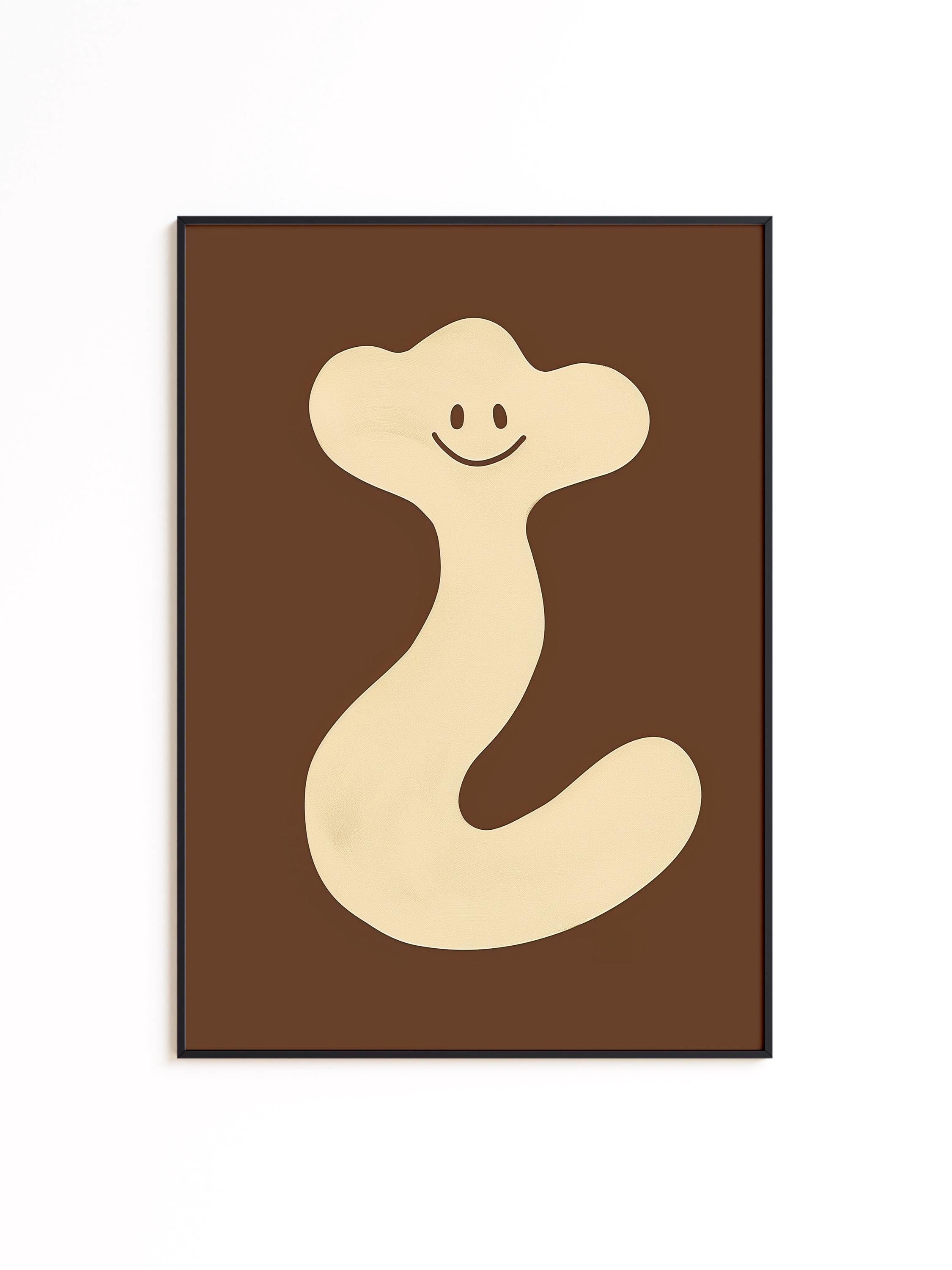 Cute Abstract Character Art Print for Playful Modern Decor