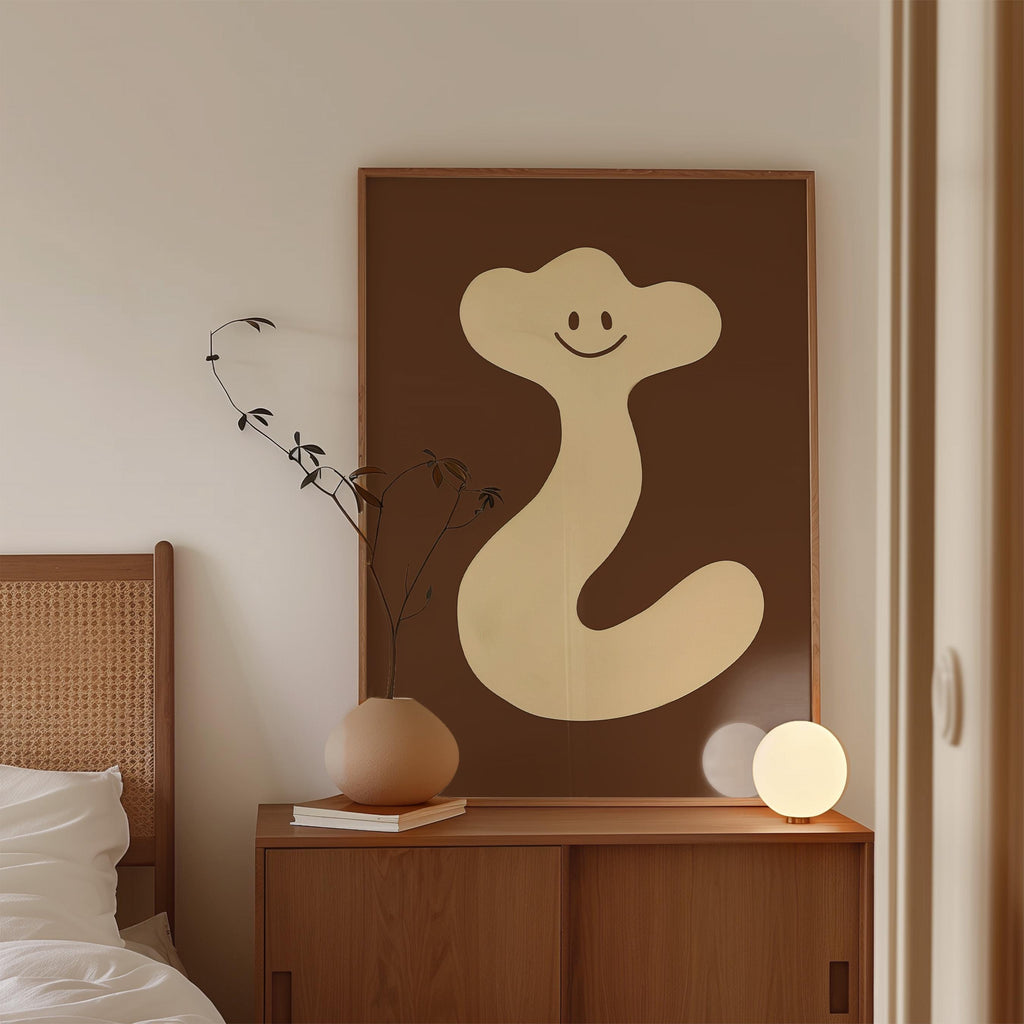 Cute Abstract Character Art Print for Playful Modern Decor