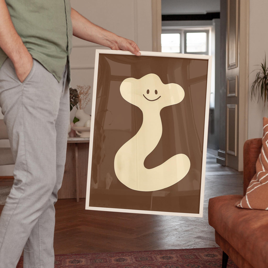 Cute Abstract Character Art Print for Playful Modern Decor