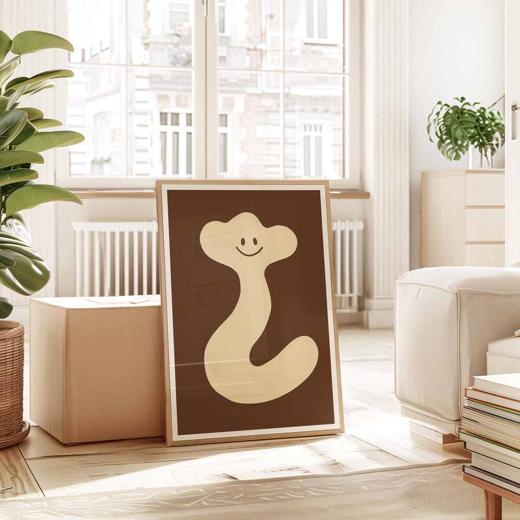 Cute Abstract Character Art Print for Playful Modern Decor