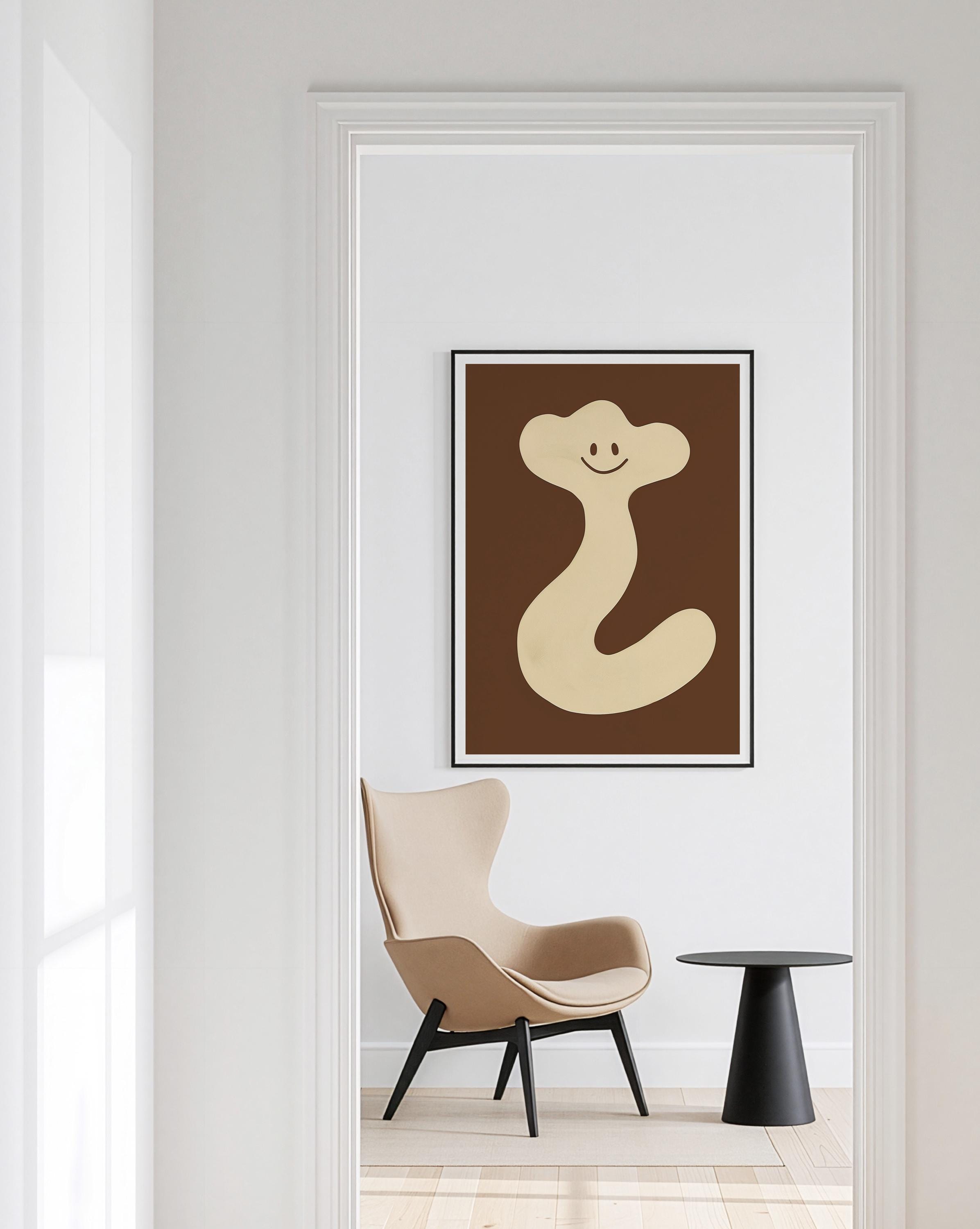 Cute Abstract Character Art Print for Playful Modern Decor