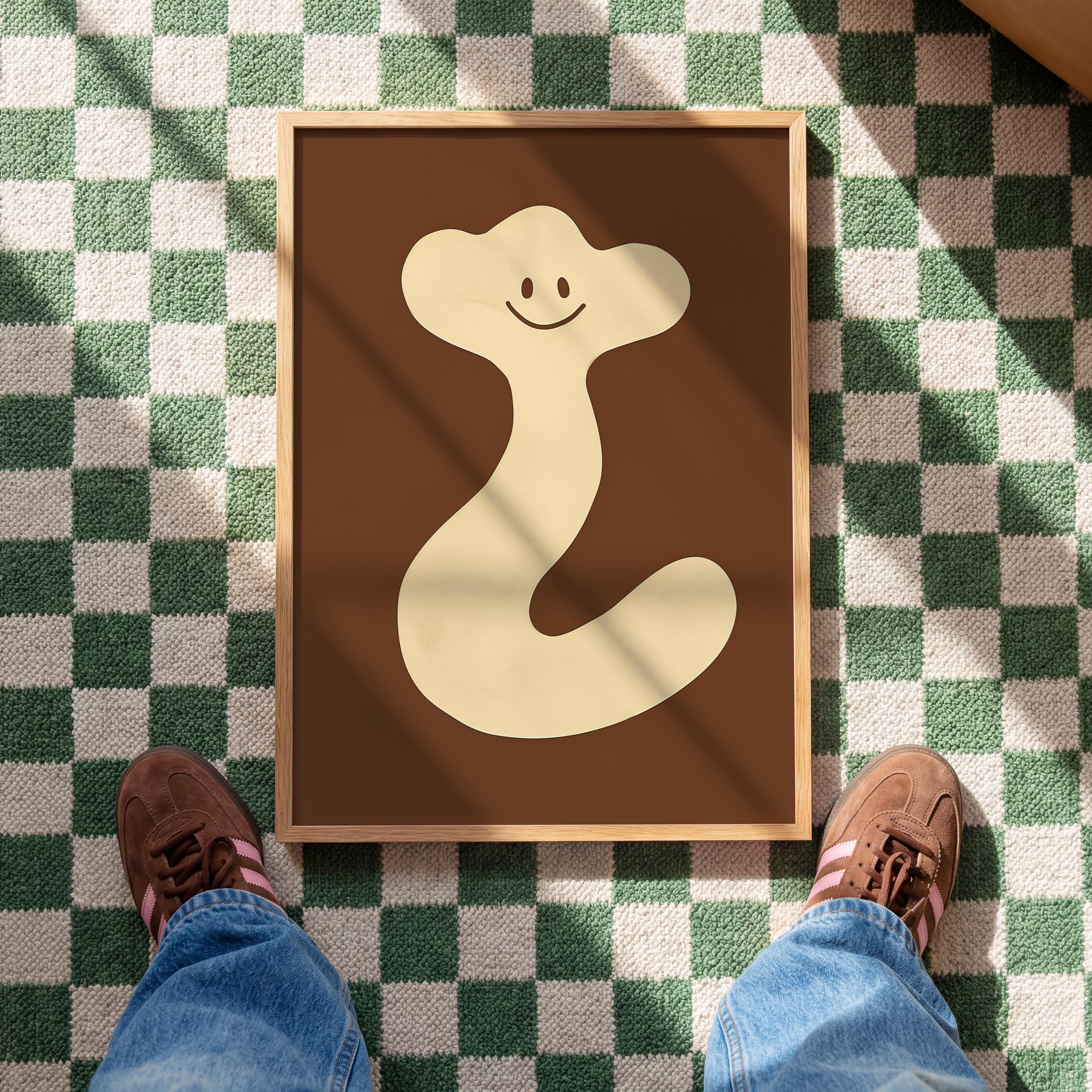 Cute Abstract Character Art Print for Playful Modern Decor