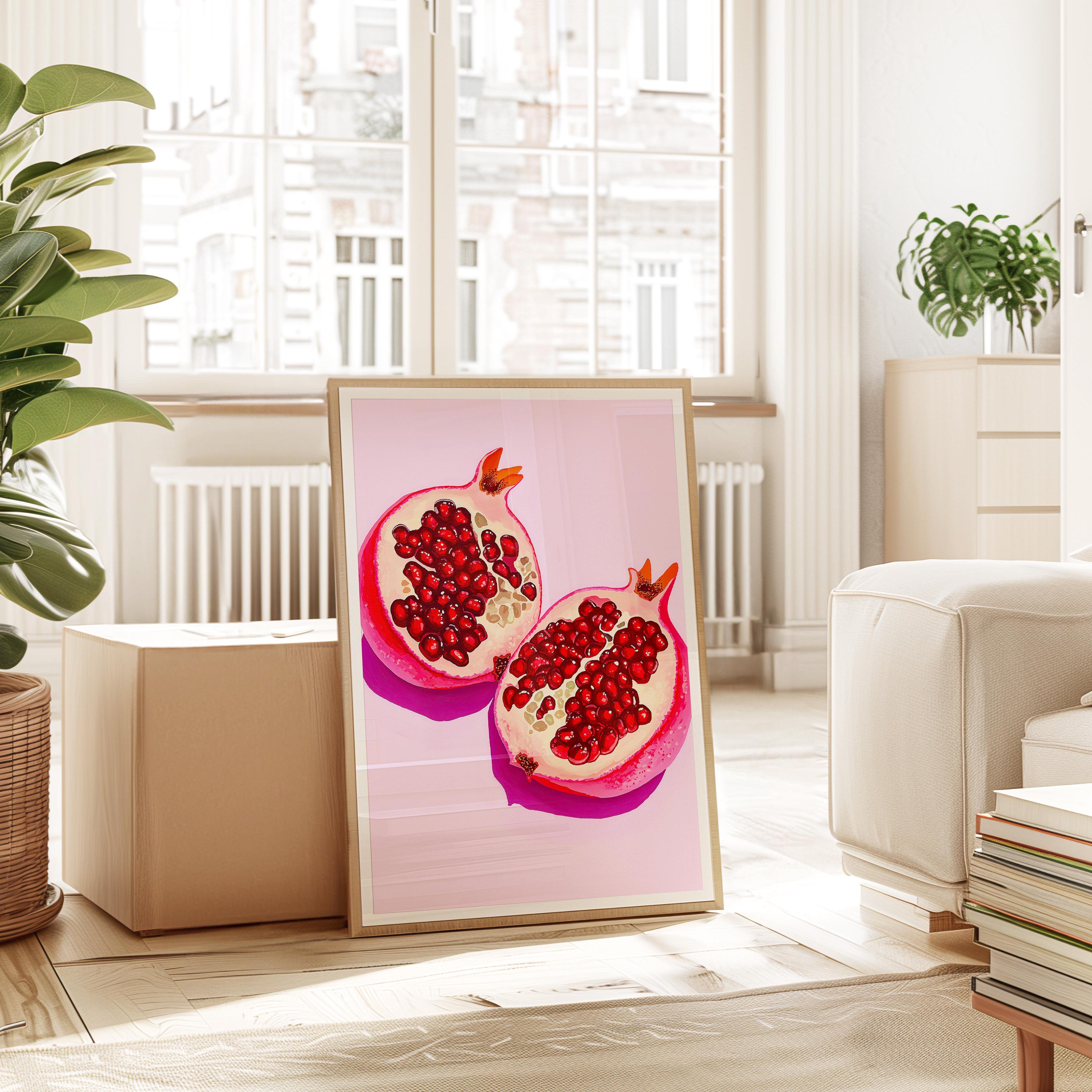 Pomegranate Art Print for Colorful Kitchen Decor