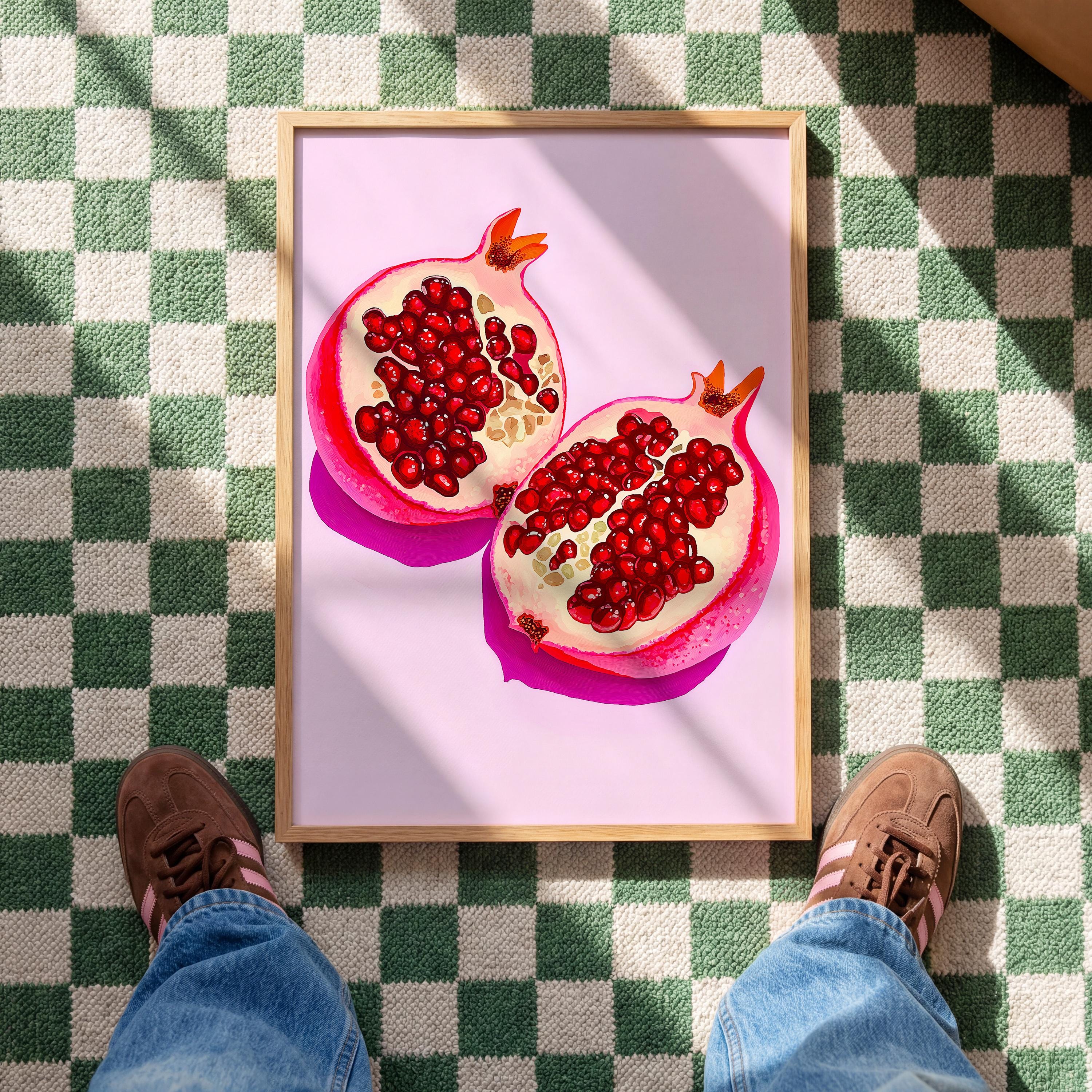 Pomegranate Art Print for Colorful Kitchen Decor