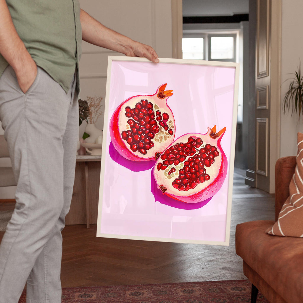 Pomegranate Art Print for Colorful Kitchen Decor