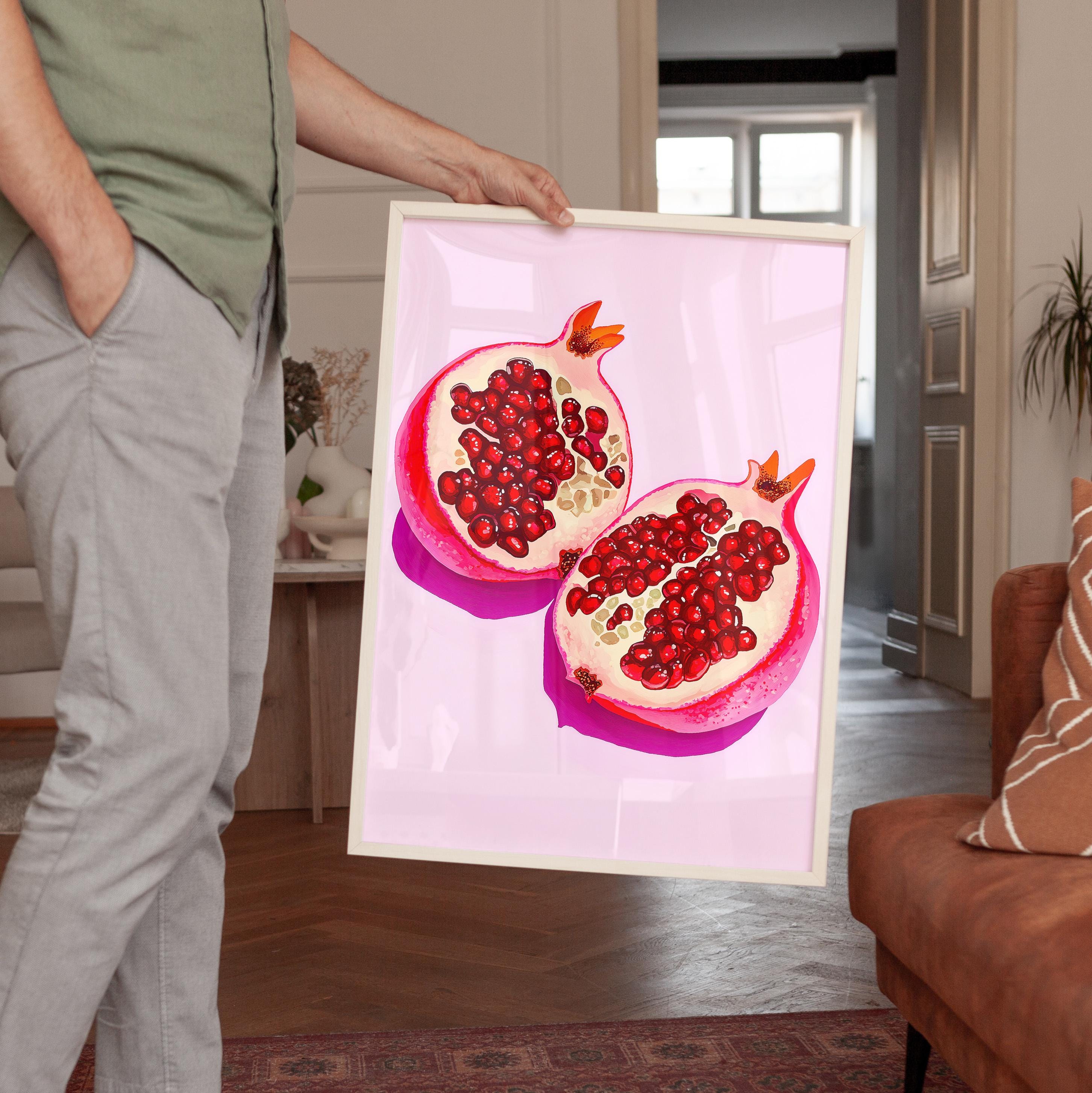 Pomegranate Art Print for Colorful Kitchen Decor