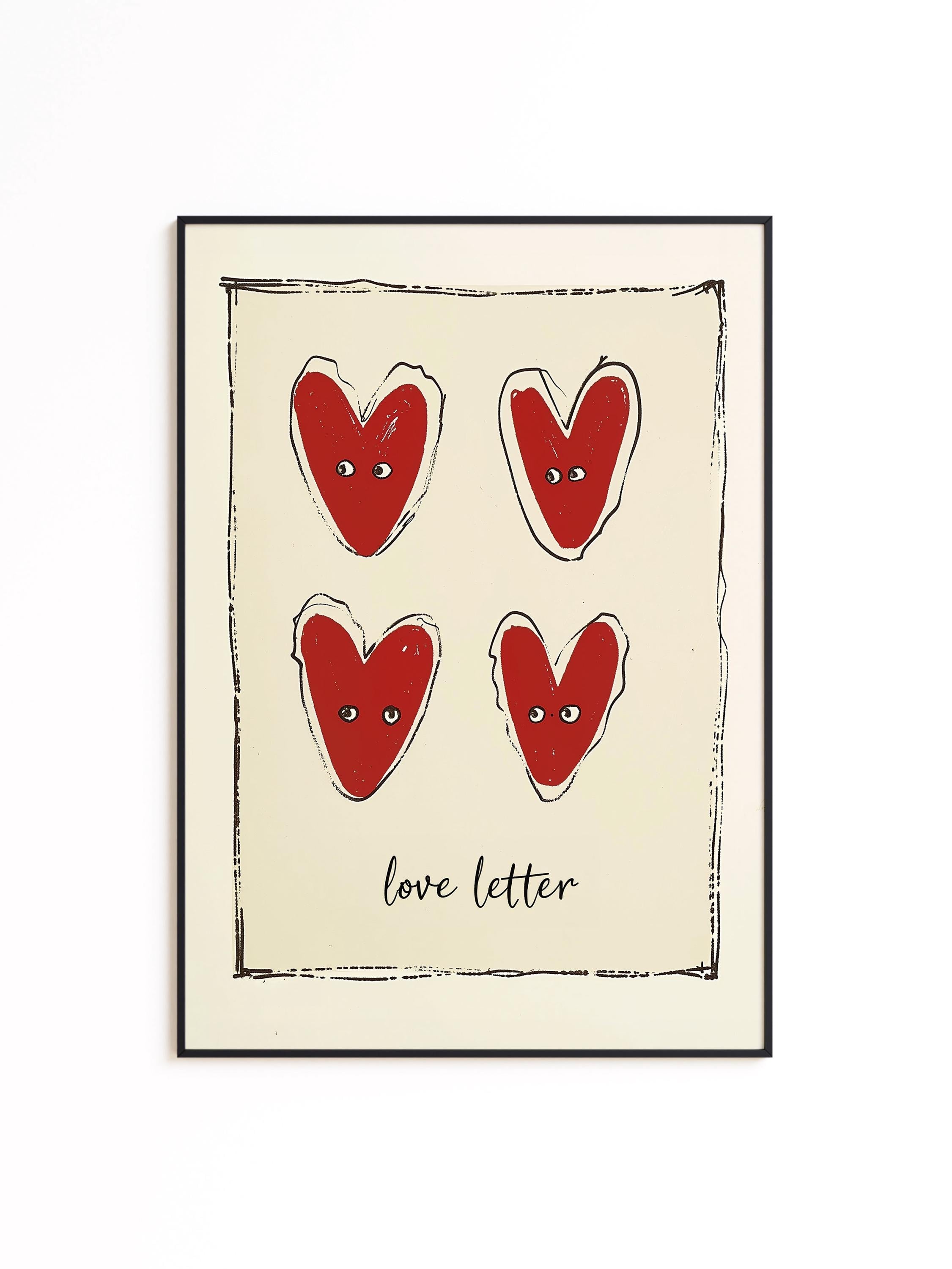 Love Letter Heart Art Print for Romantic Wall Decor