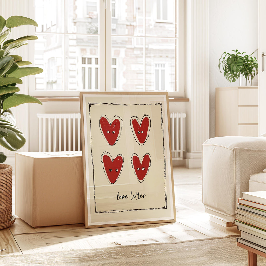 Love Letter Heart Art Print for Romantic Wall Decor
