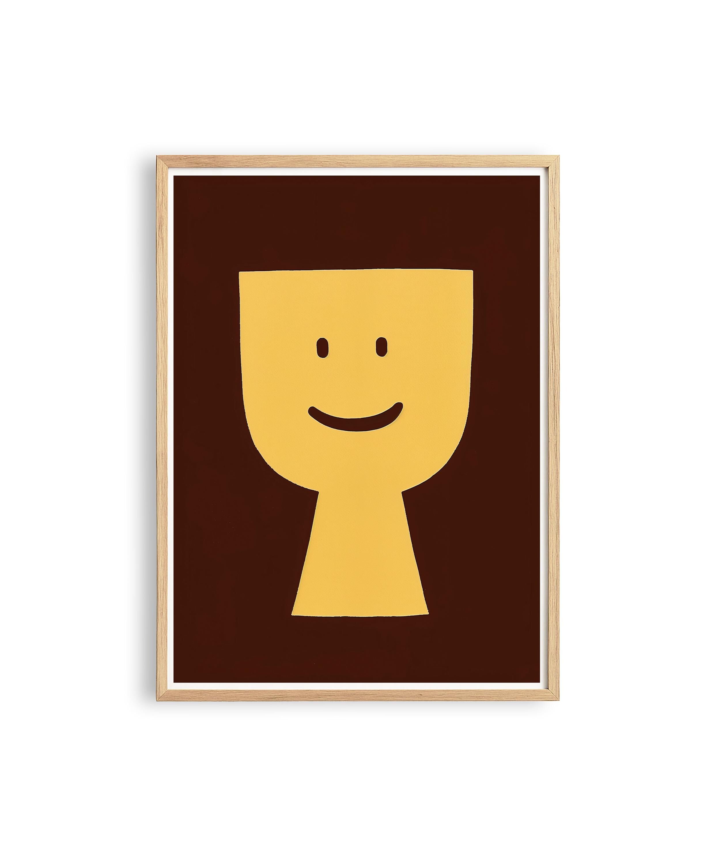Minimal Happy Face Art Print for Playful Modern Decor