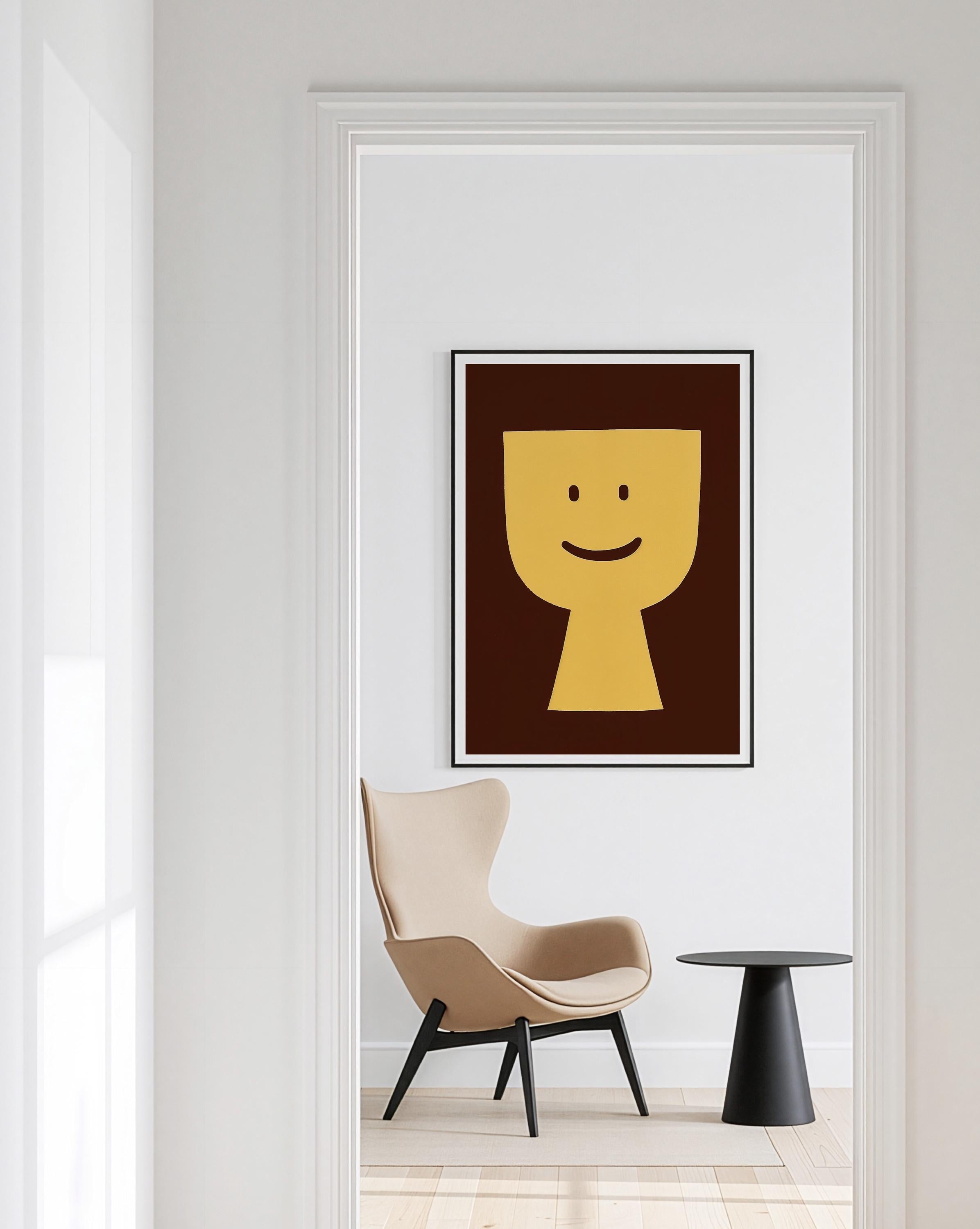 Minimal Happy Face Art Print for Playful Modern Decor