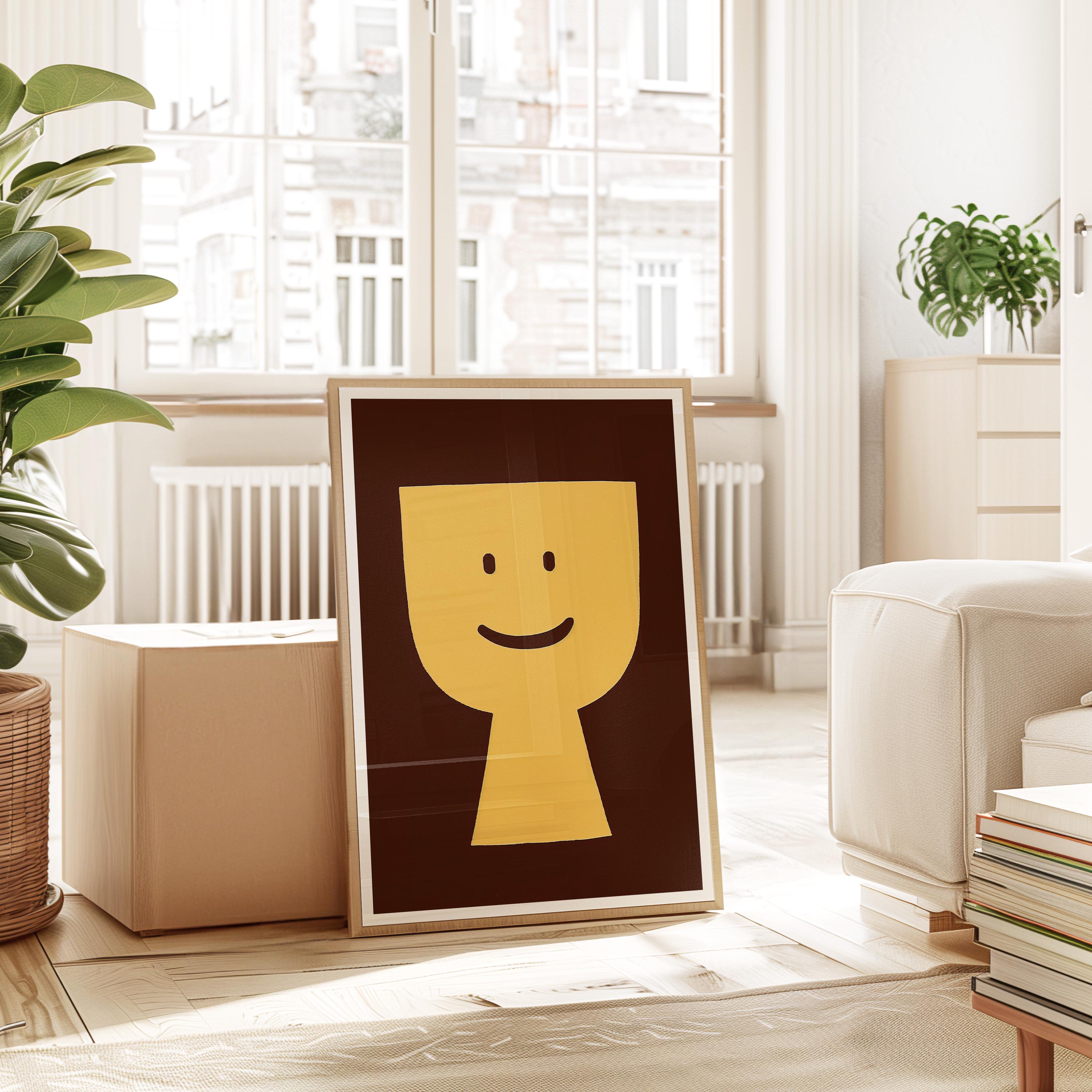 Minimal Happy Face Art Print for Playful Modern Decor