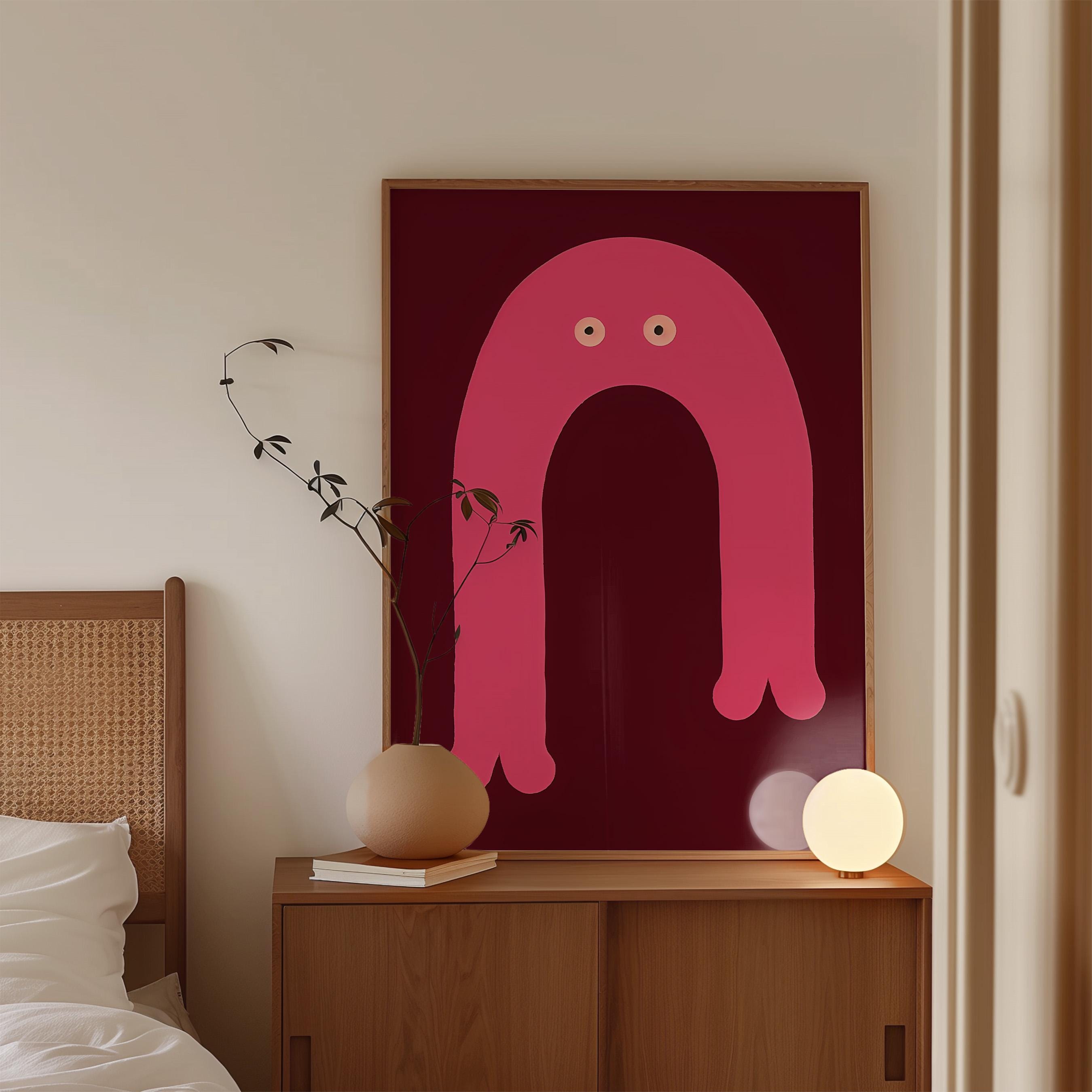 Pink Arch Character Art Print for Playful Kids Room Decor