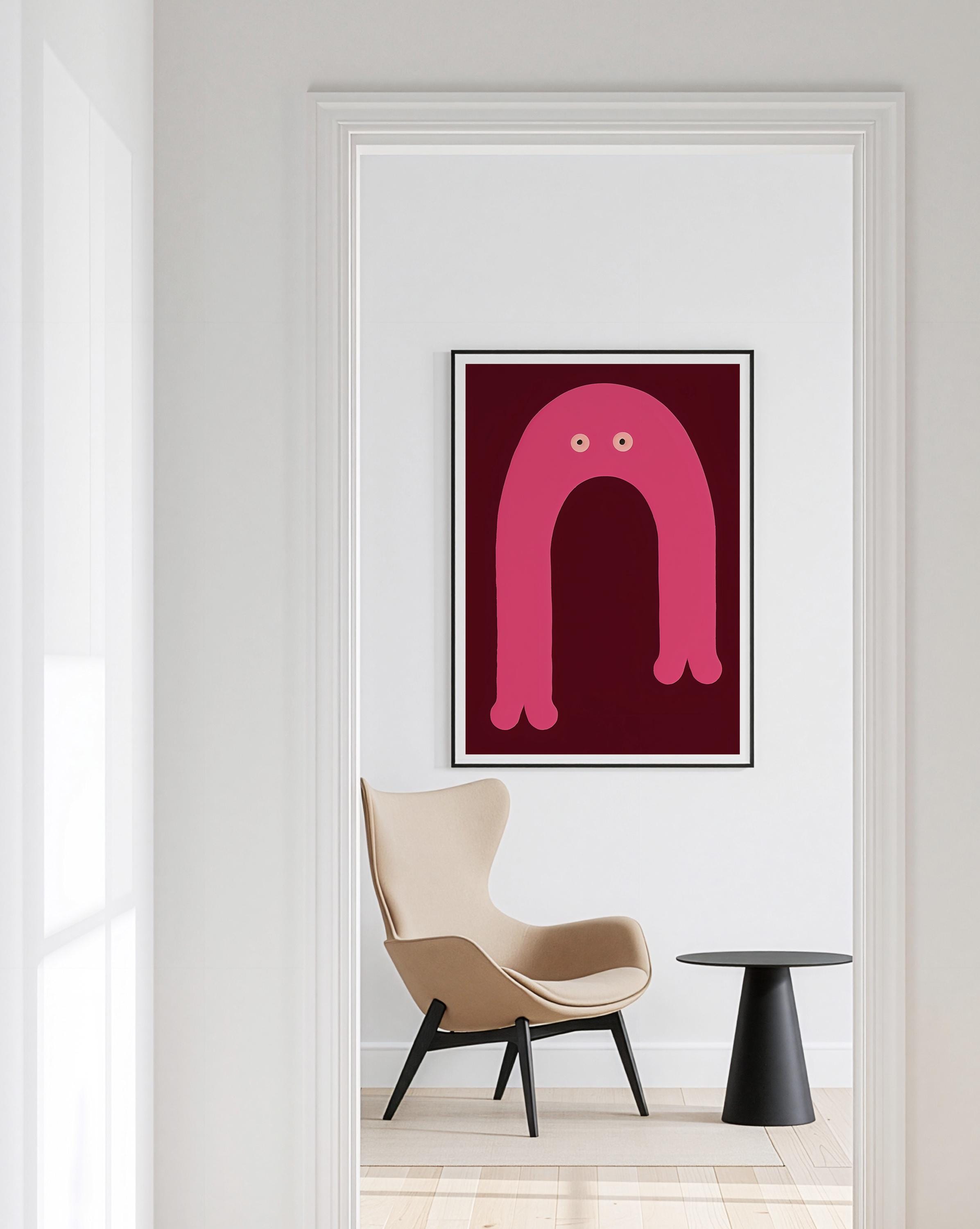 Pink Arch Character Art Print for Playful Kids Room Decor