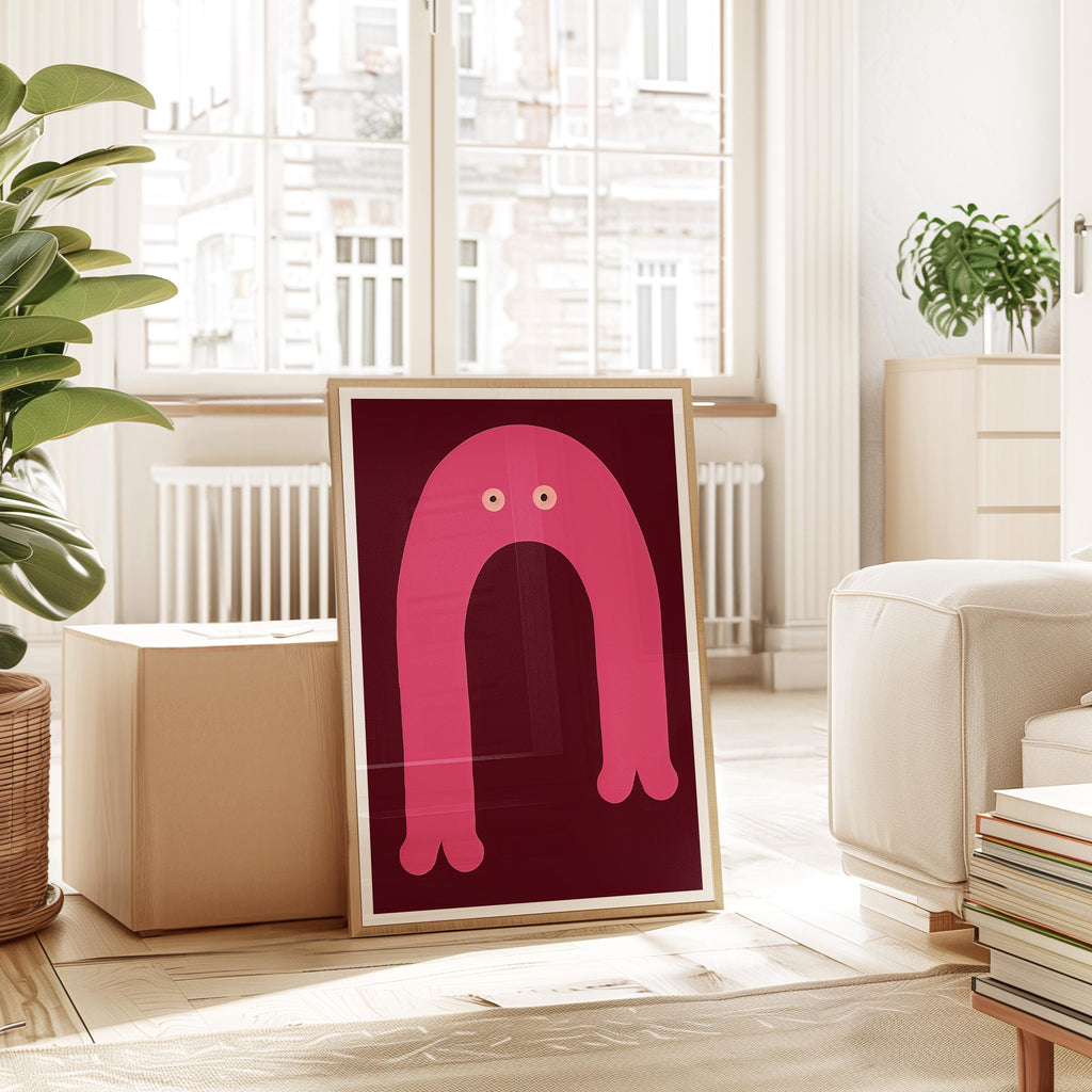 Pink Arch Character Art Print for Playful Kids Room Decor