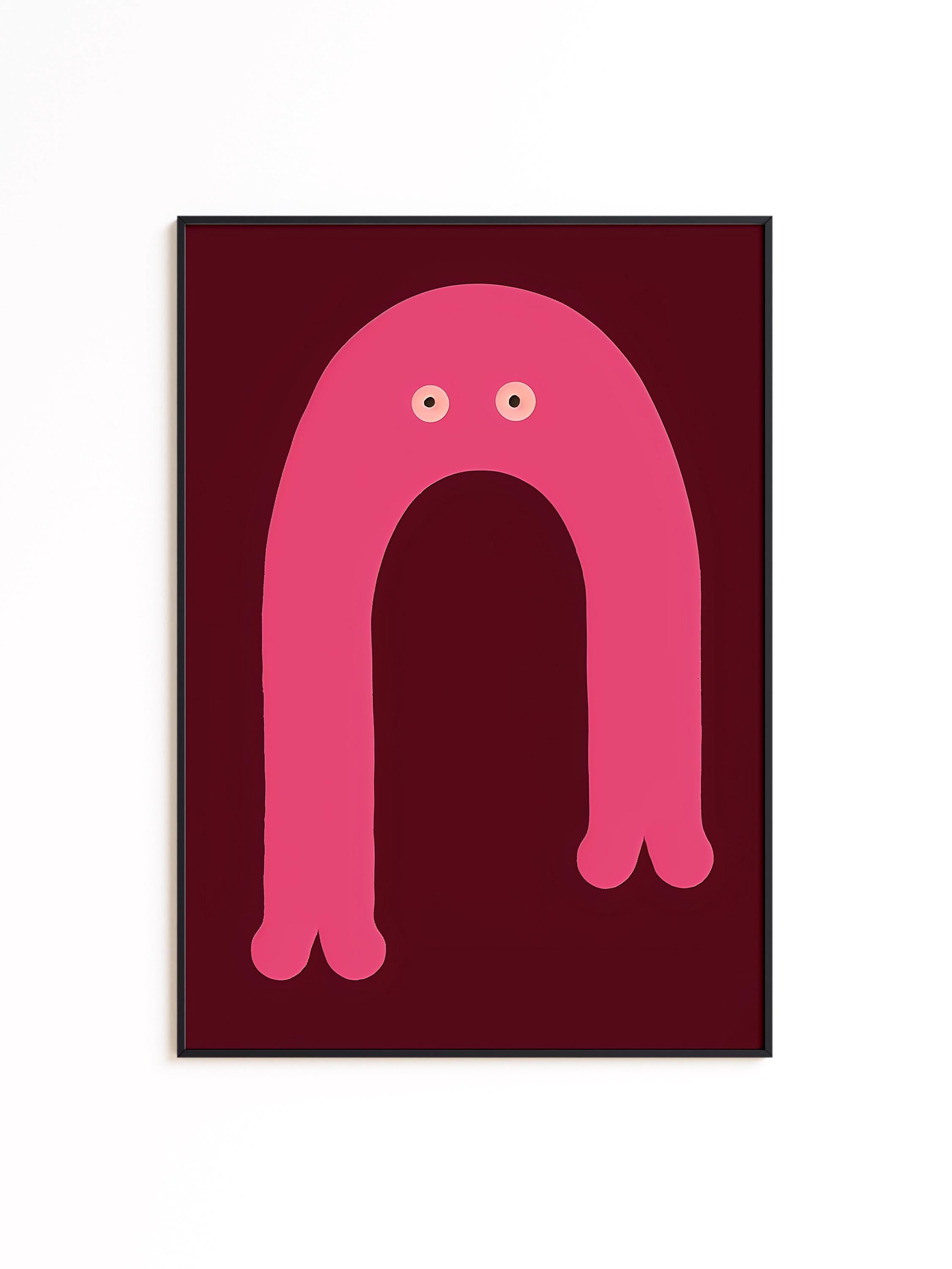 Pink Arch Character Art Print for Playful Kids Room Decor