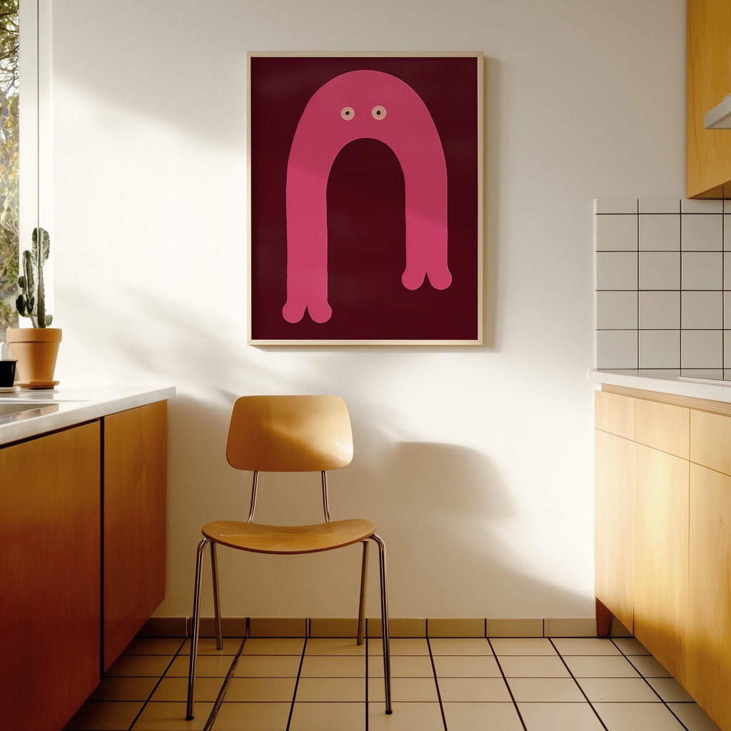 Pink Arch Character Art Print for Playful Kids Room Decor