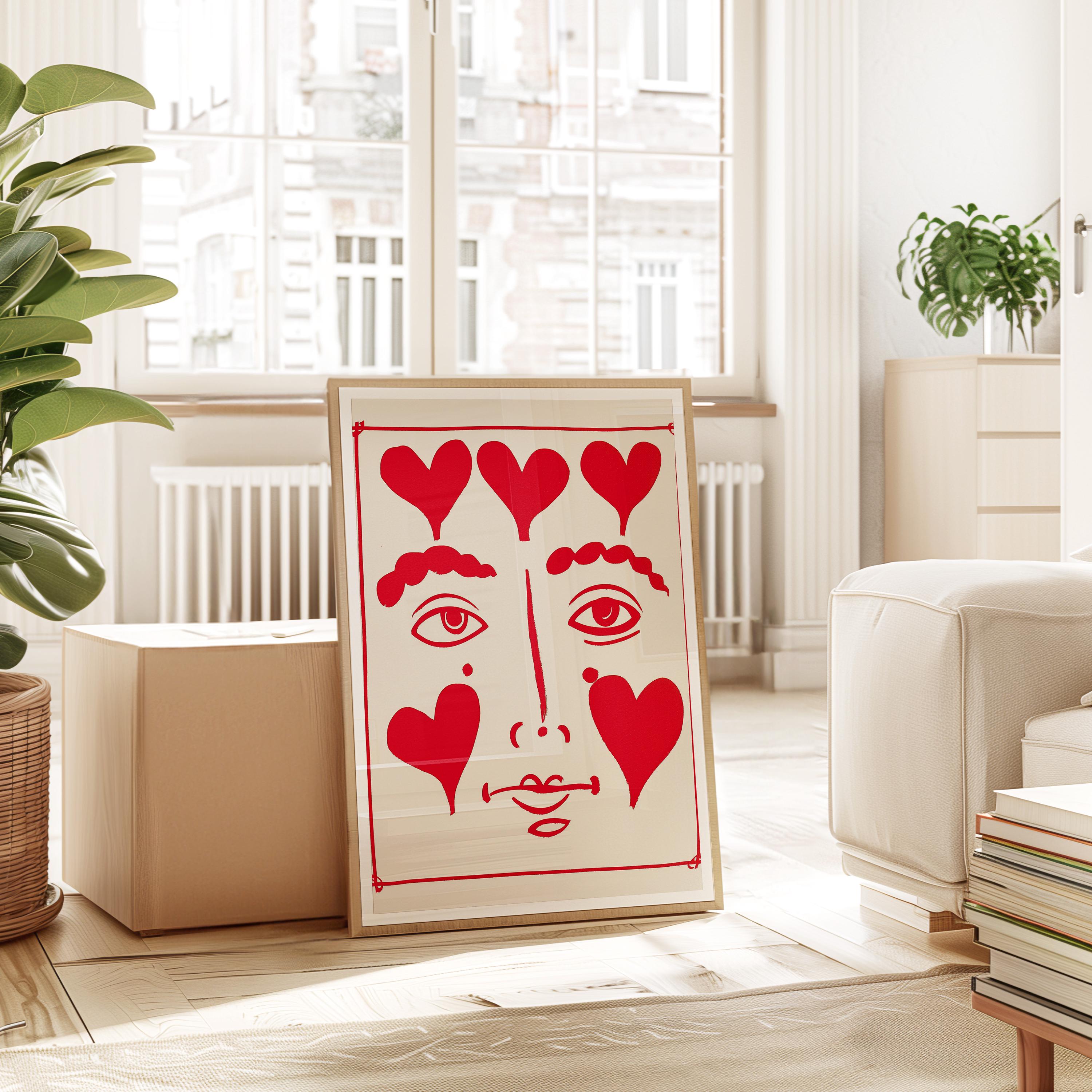 Heart Face Art Print for Romantic Modern Wall Decor