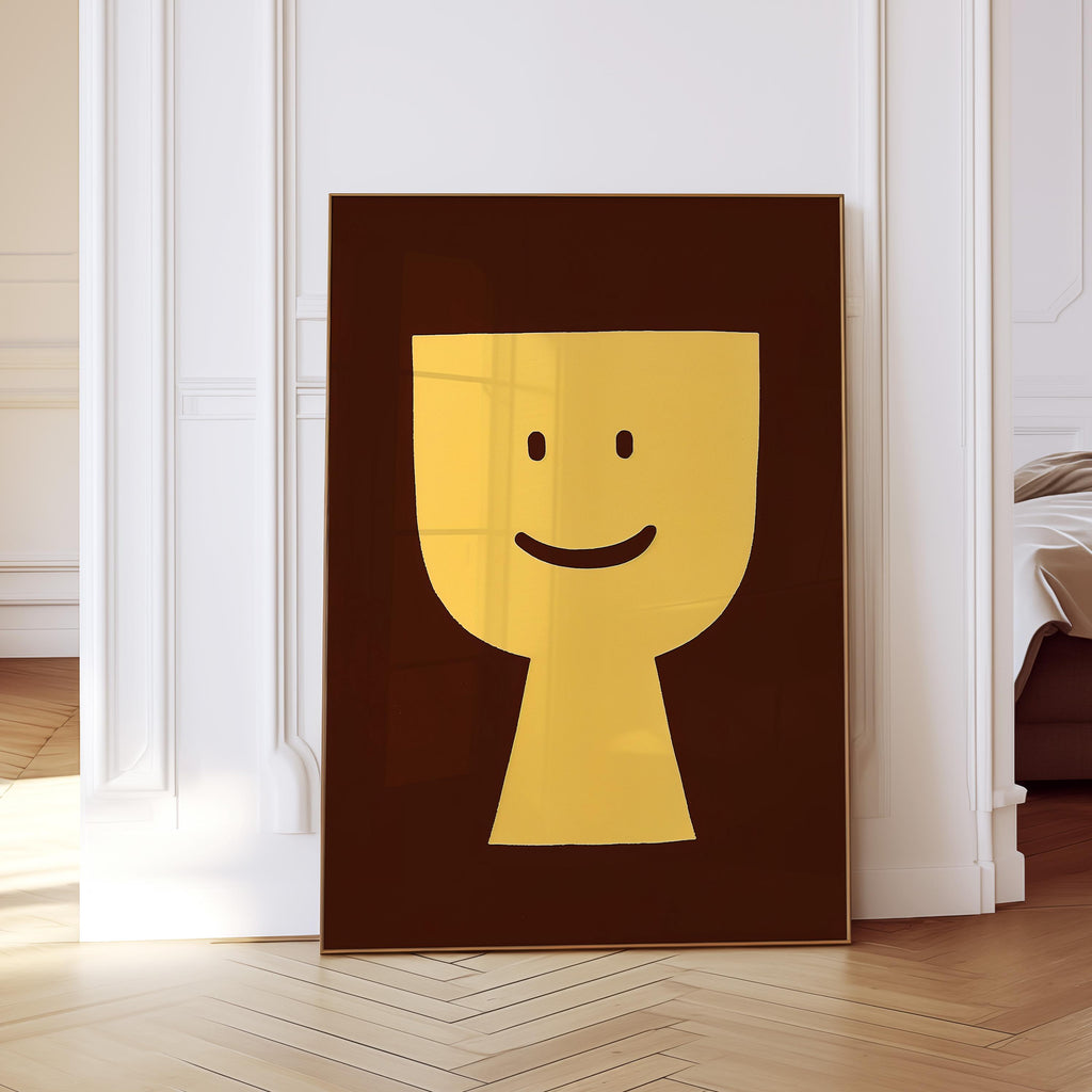 Minimal Happy Face Art Print for Playful Modern Decor