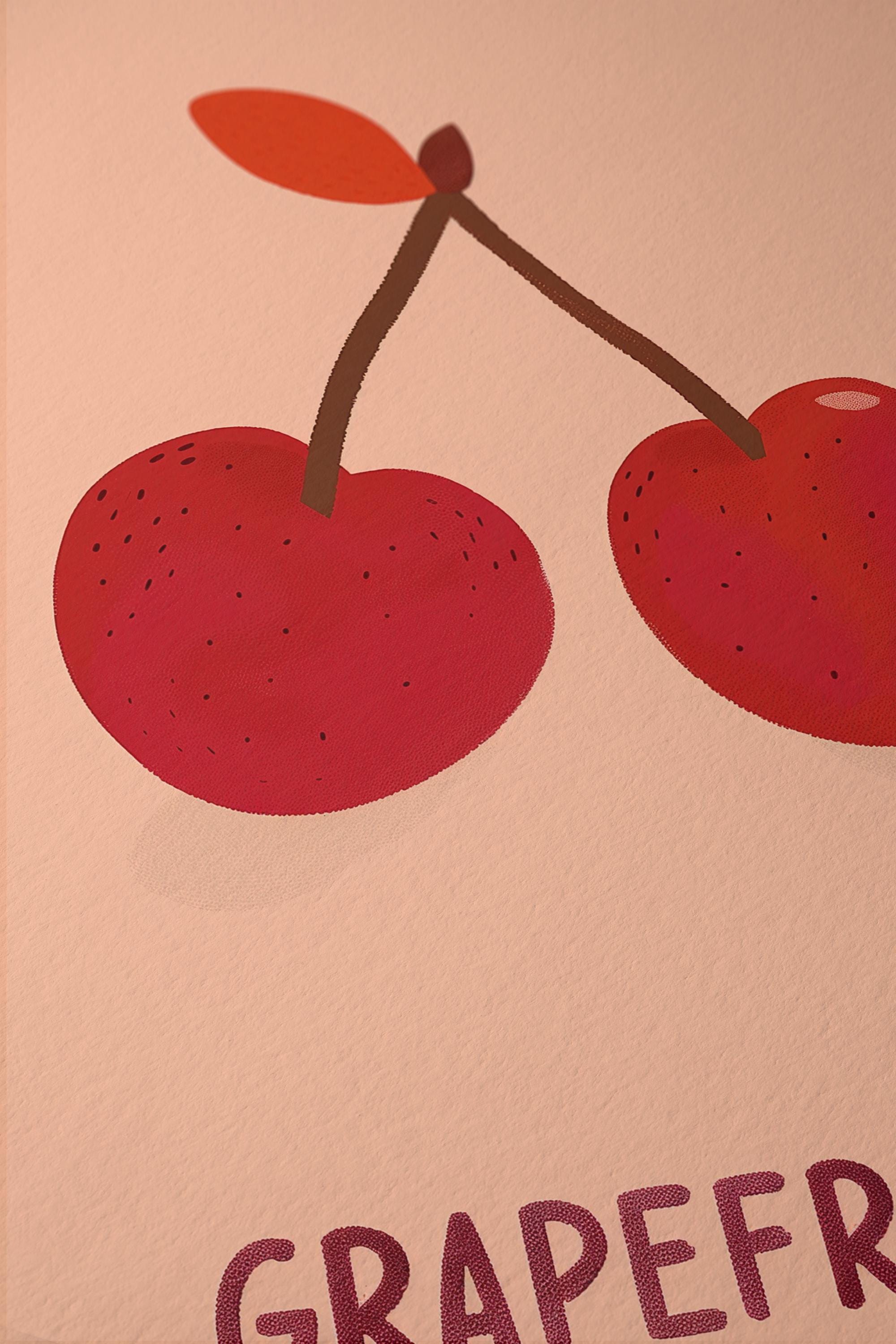Cherry Fruit Art Print for Colorful Kitchen Decor