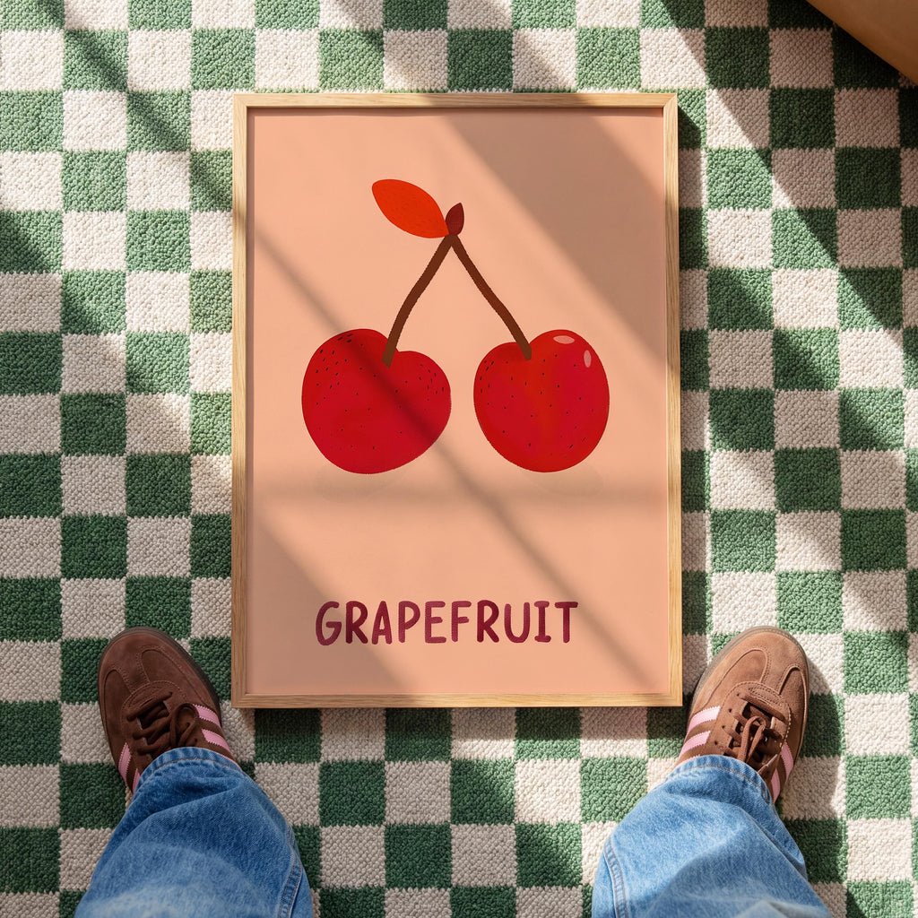Cherry Fruit Art Print for Colorful Kitchen Decor