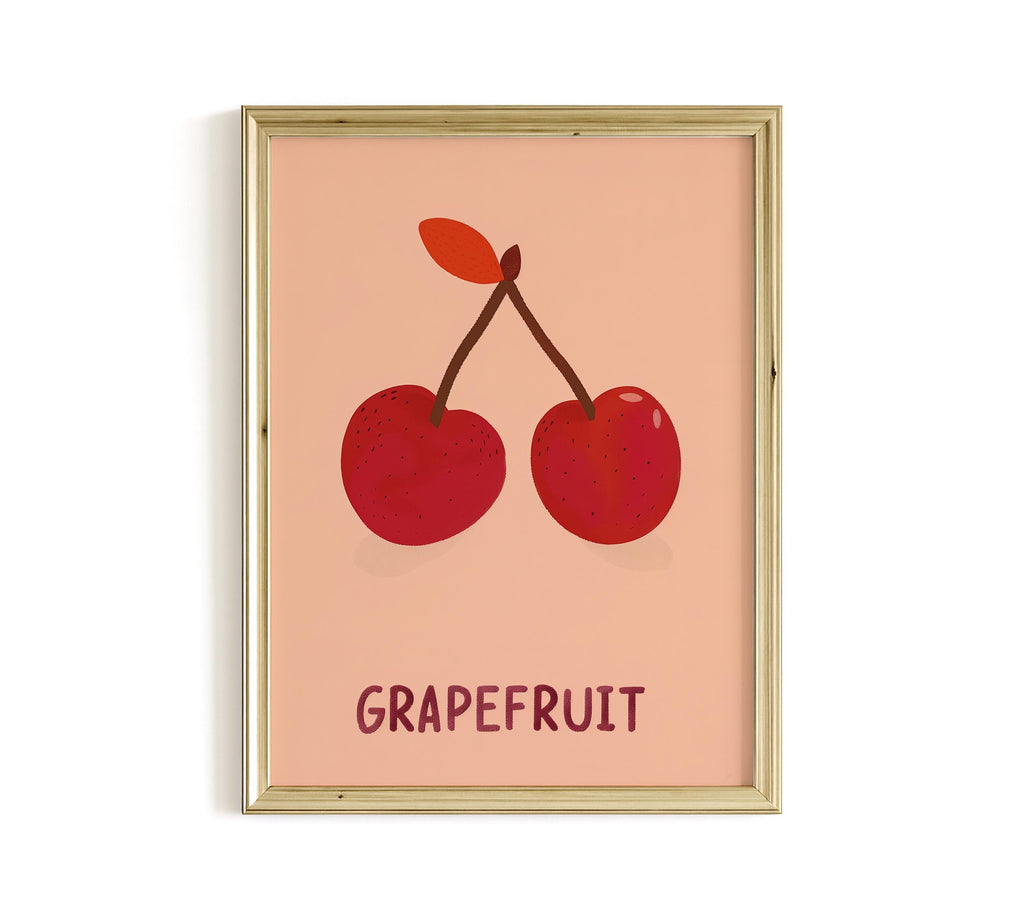 Cherry Fruit Art Print for Colorful Kitchen Decor