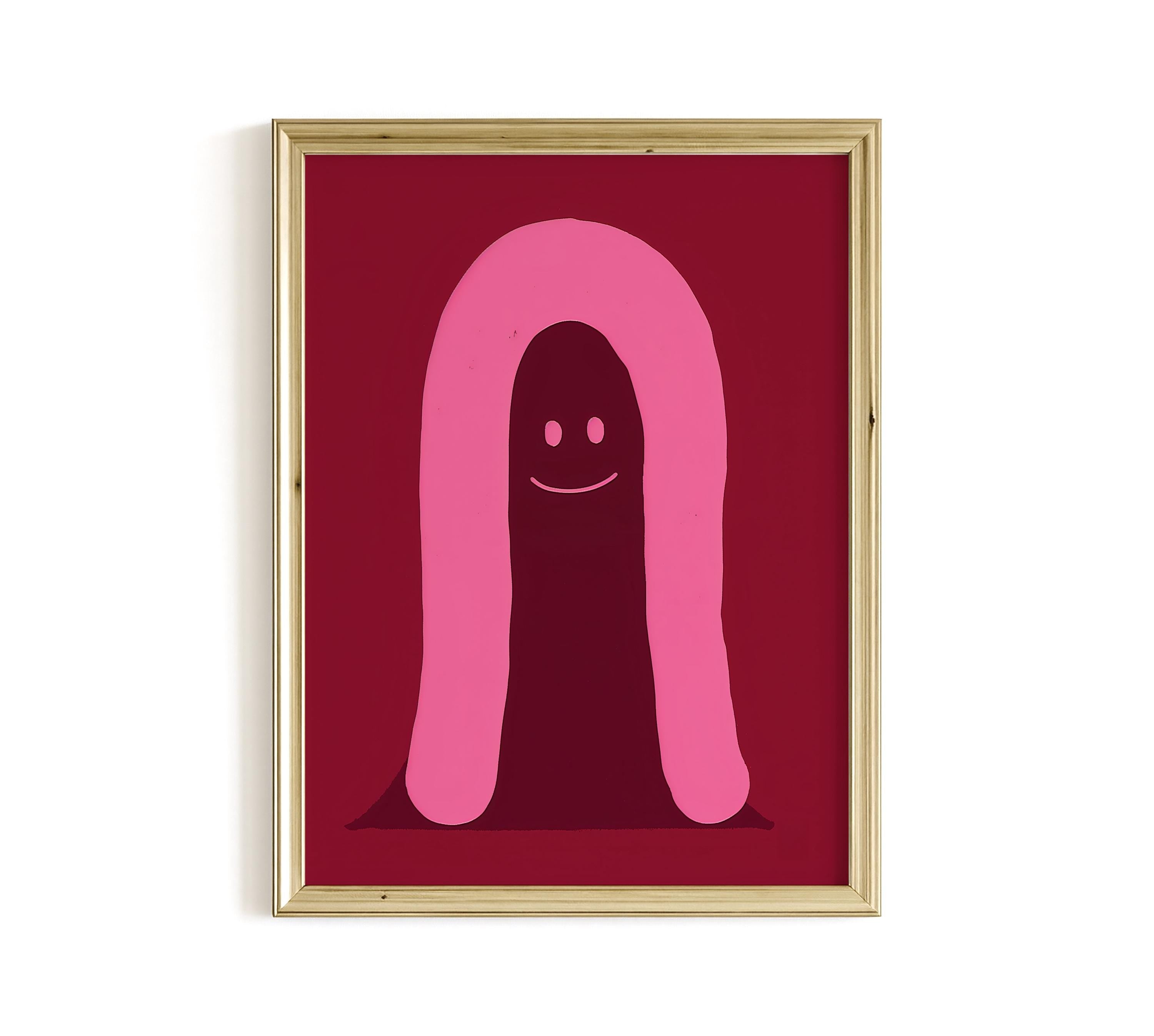 Pink Ghost Character Art Print for Playful Modern Decor