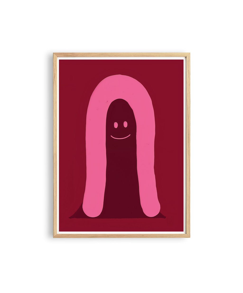 Pink Ghost Character Art Print for Playful Modern Decor