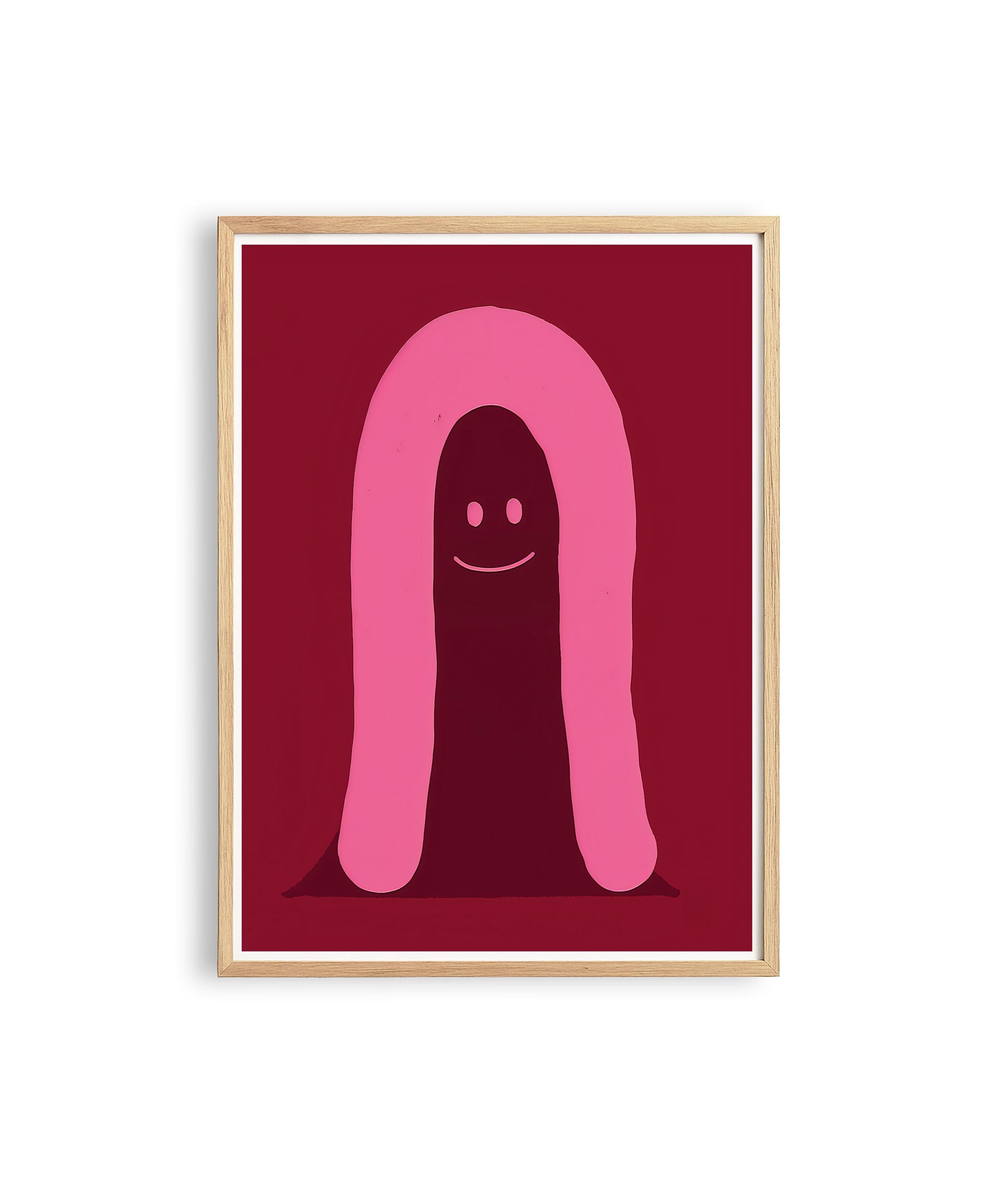 Pink Ghost Character Art Print for Playful Modern Decor