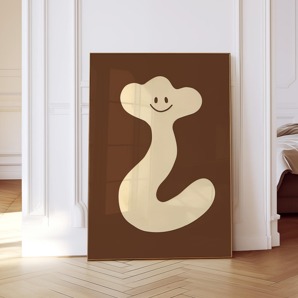 Cute Abstract Character Art Print for Playful Modern Decor