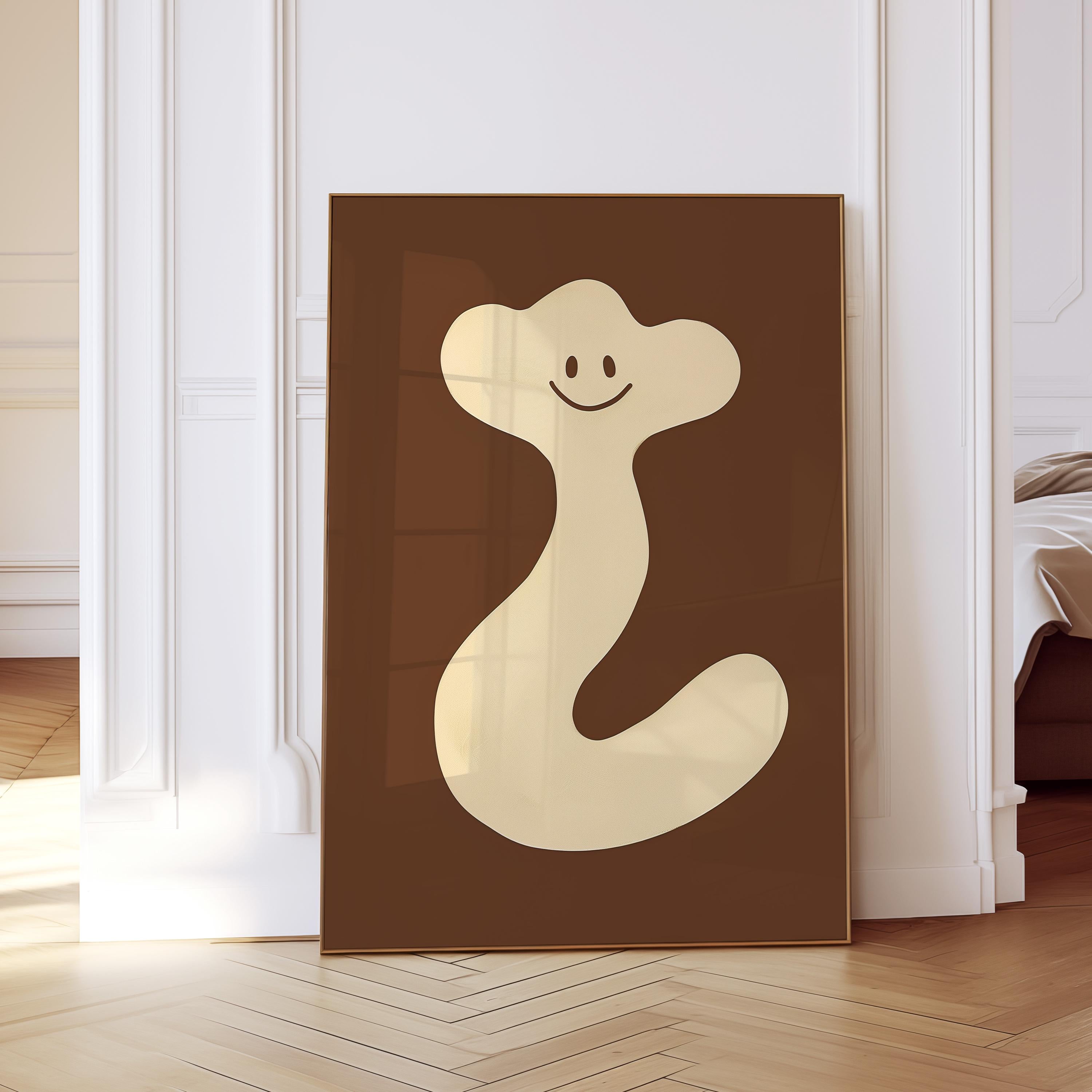 Cute Abstract Character Art Print for Playful Modern Decor